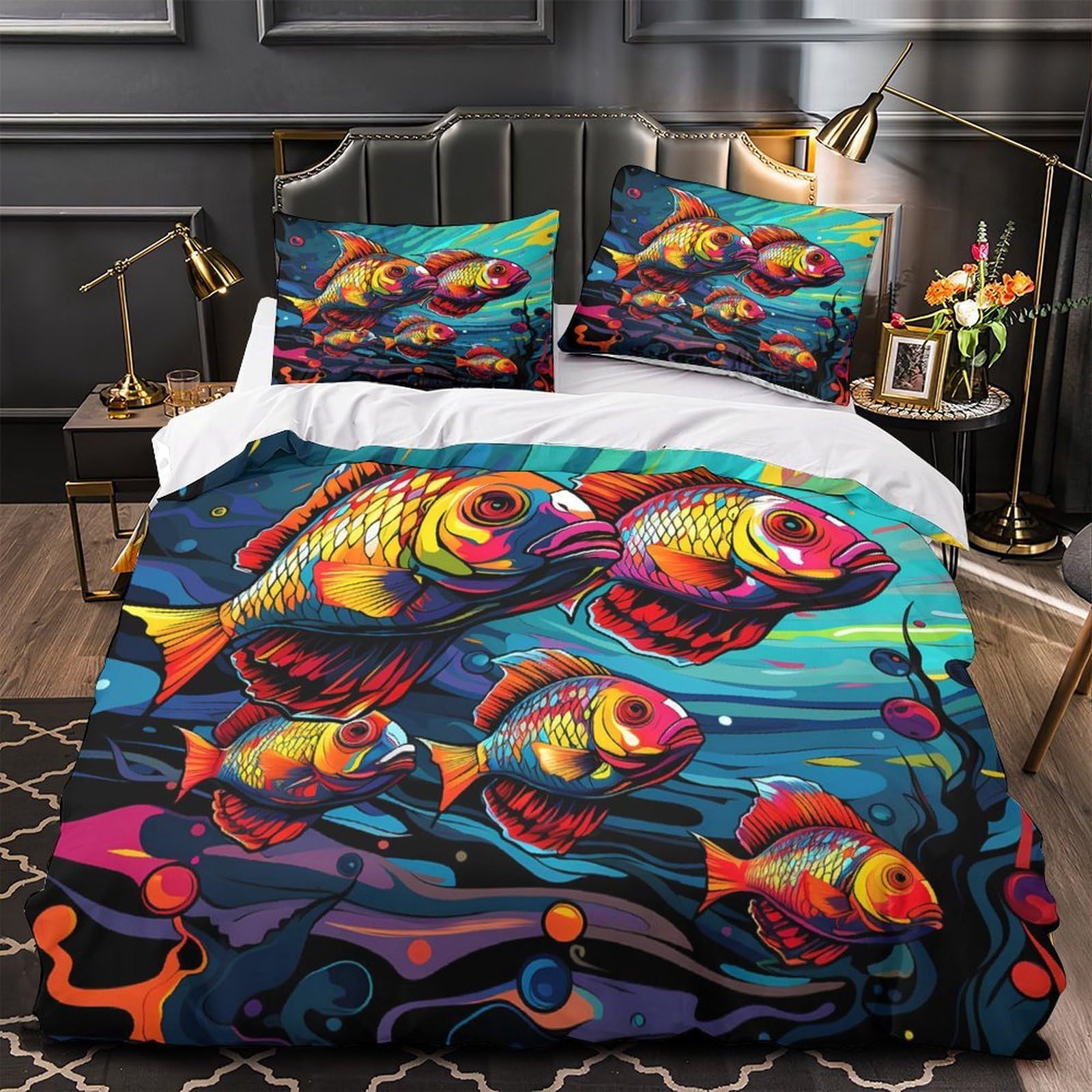 Parure de couette imprimé vibrant 3D microfibre de qualité