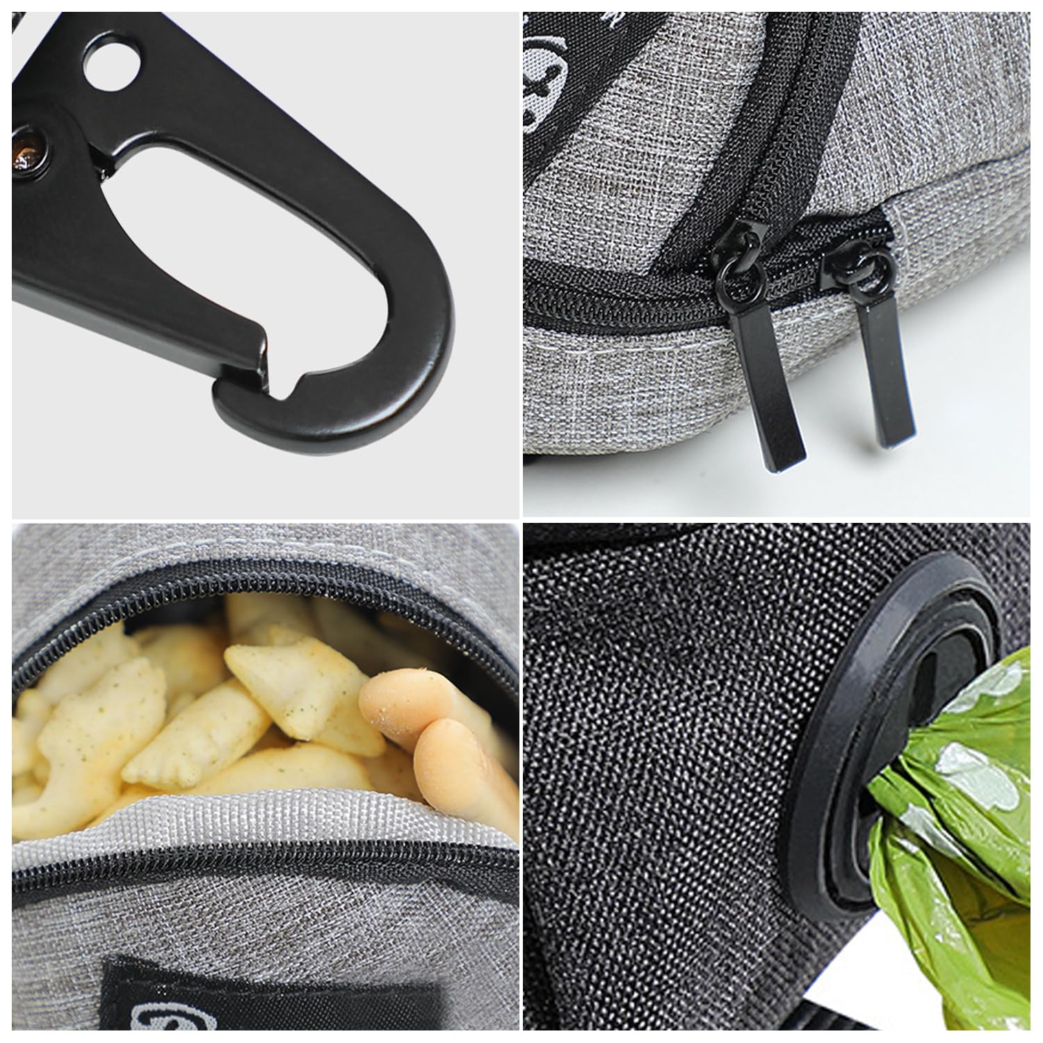 MYKOMI Hondentraktatie Pouch trainingstas, poepzakdispenser met waterflessenhouder, handsfree heupgordel afvalopslag voor huisdierreizen, hardlopen, wandelen, wandelen