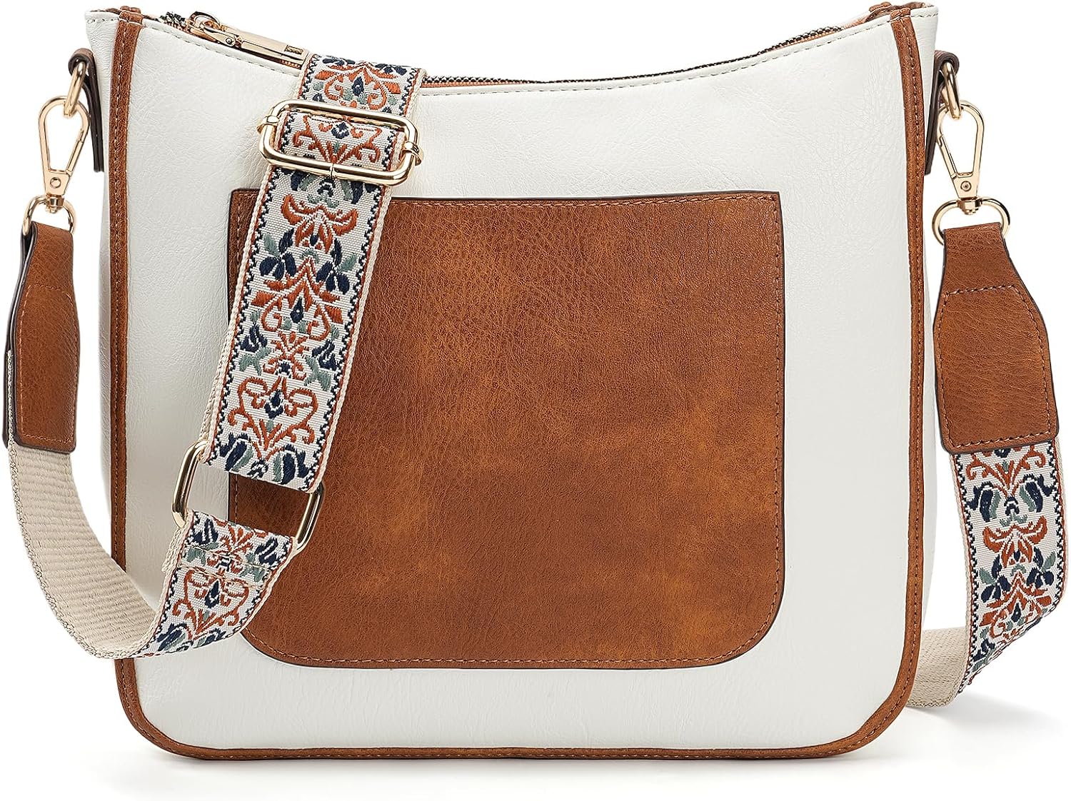 Vegan Leather Crossbody Bags for Women,Fashion Shoulder Purse with Adjustable Guitar Strap