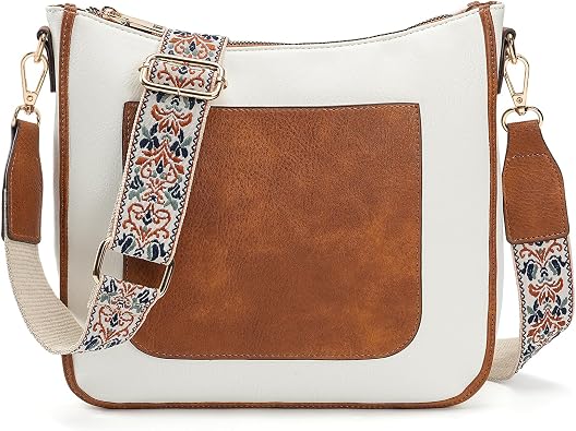 Vegan Leather Crossbody Bags for Women,Fashion Shoulder Purse with Adjustable Guitar Strap