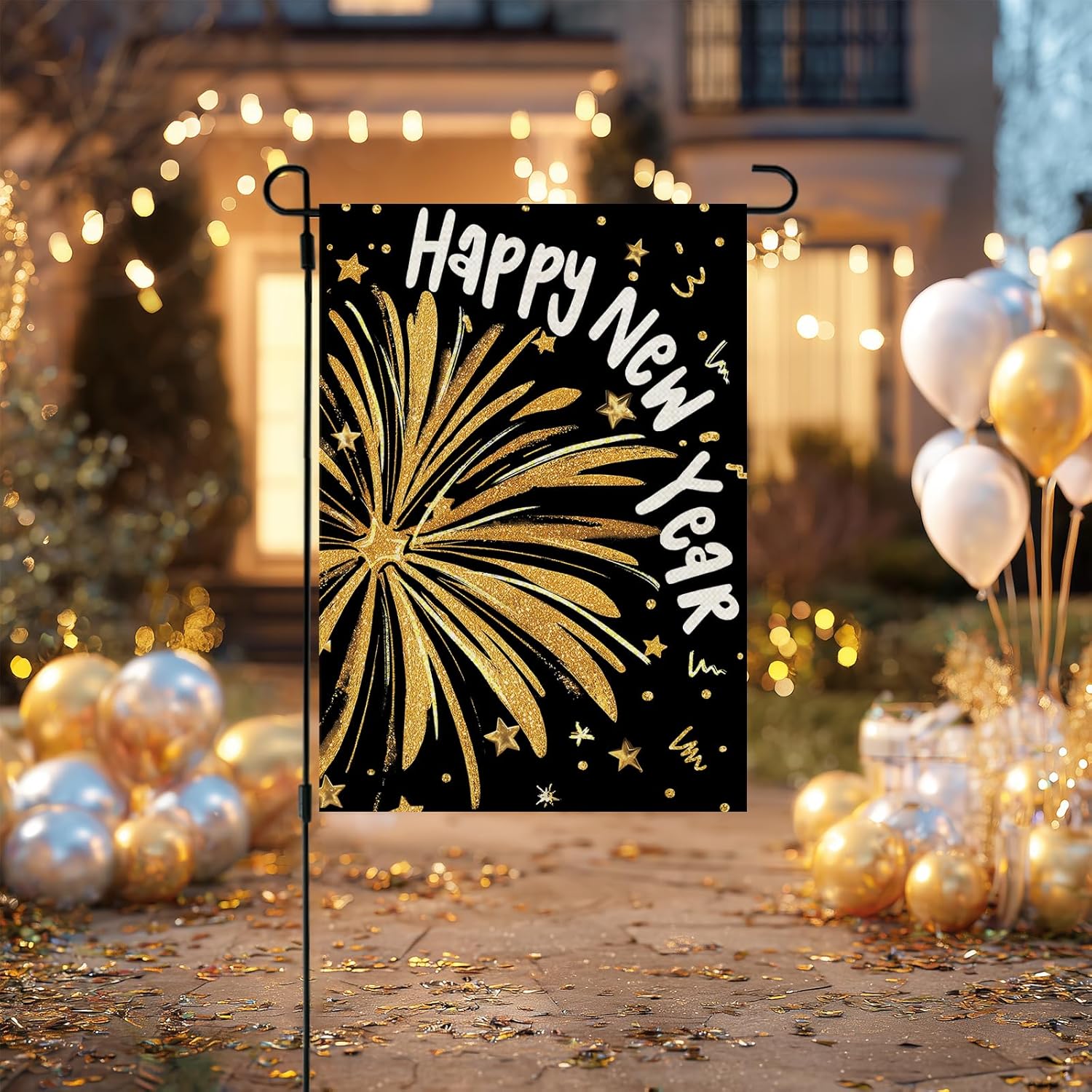 CROWNED BEAUTY Happy New Year Garden Flag 12x18 Inch Double Sided Holiday Small Yard Decoration for Outside - Image 4