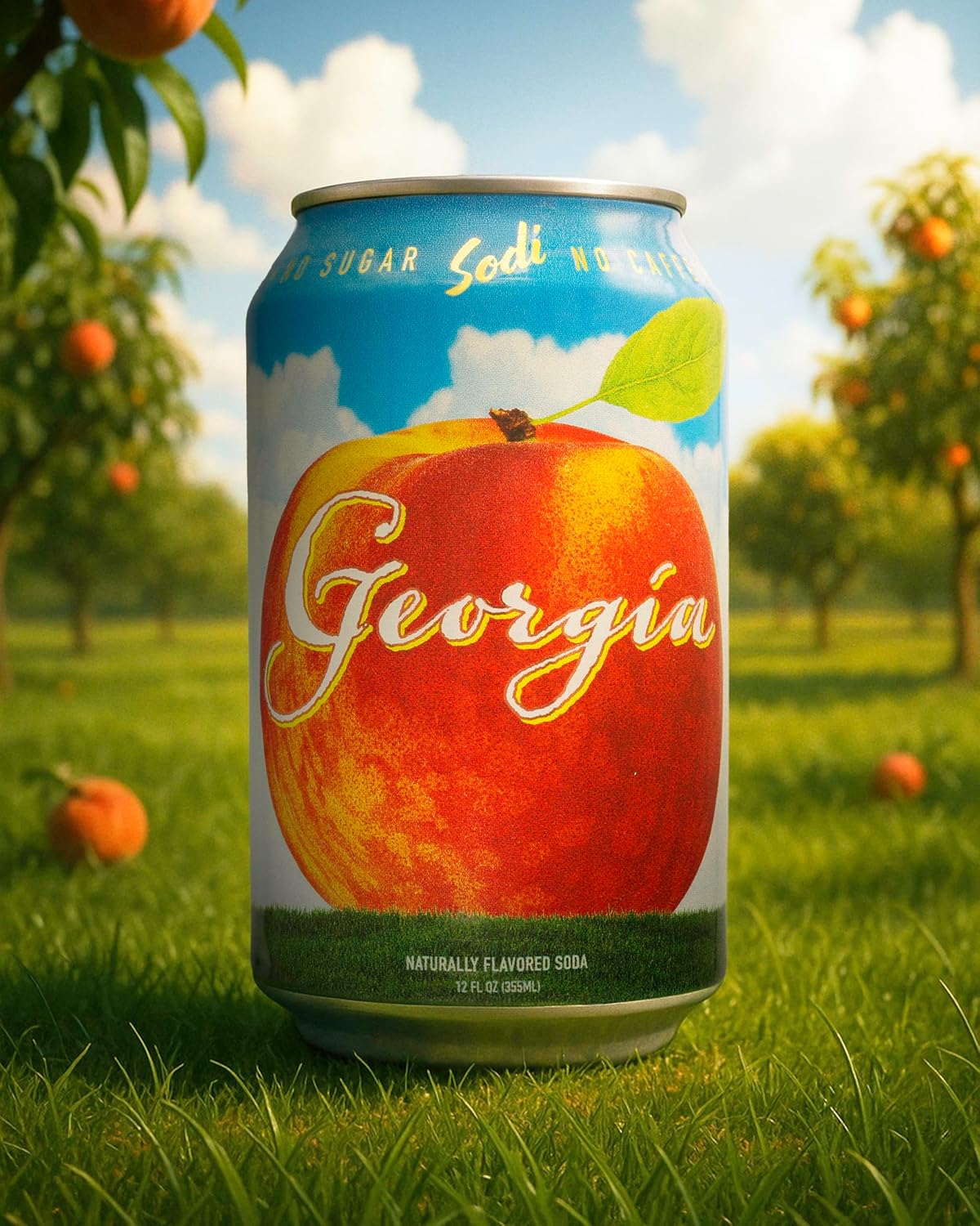 Sodi | Better For You Sparkling Soda Pop | Georgia | Zero Sugar | Zero Caffeine | Zero Colors or Dyes | Gluten Free | Naturally Flavored | 12fl oz, Pack of 12 (12pk, Georgia)