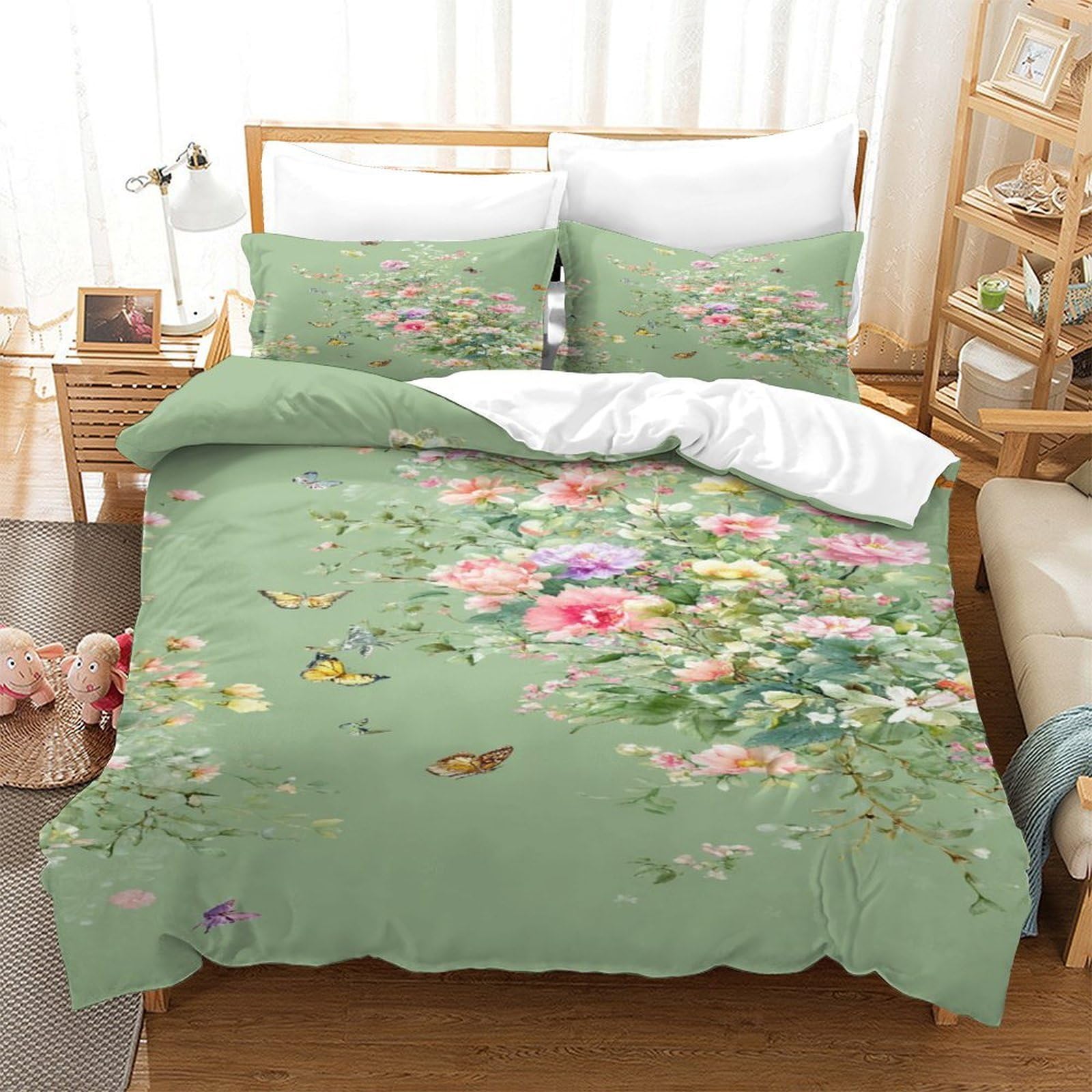 Qdzhcpmyk Style-4 Cute Little Flower Duvet Cover 3 Pcs Hotel Quality Quilt Cover Bedding Set Bed Covers With Pillowcases With Zipper Closure Ultra Soft Hypoallergenic Microfiber Super King（260X220cm）