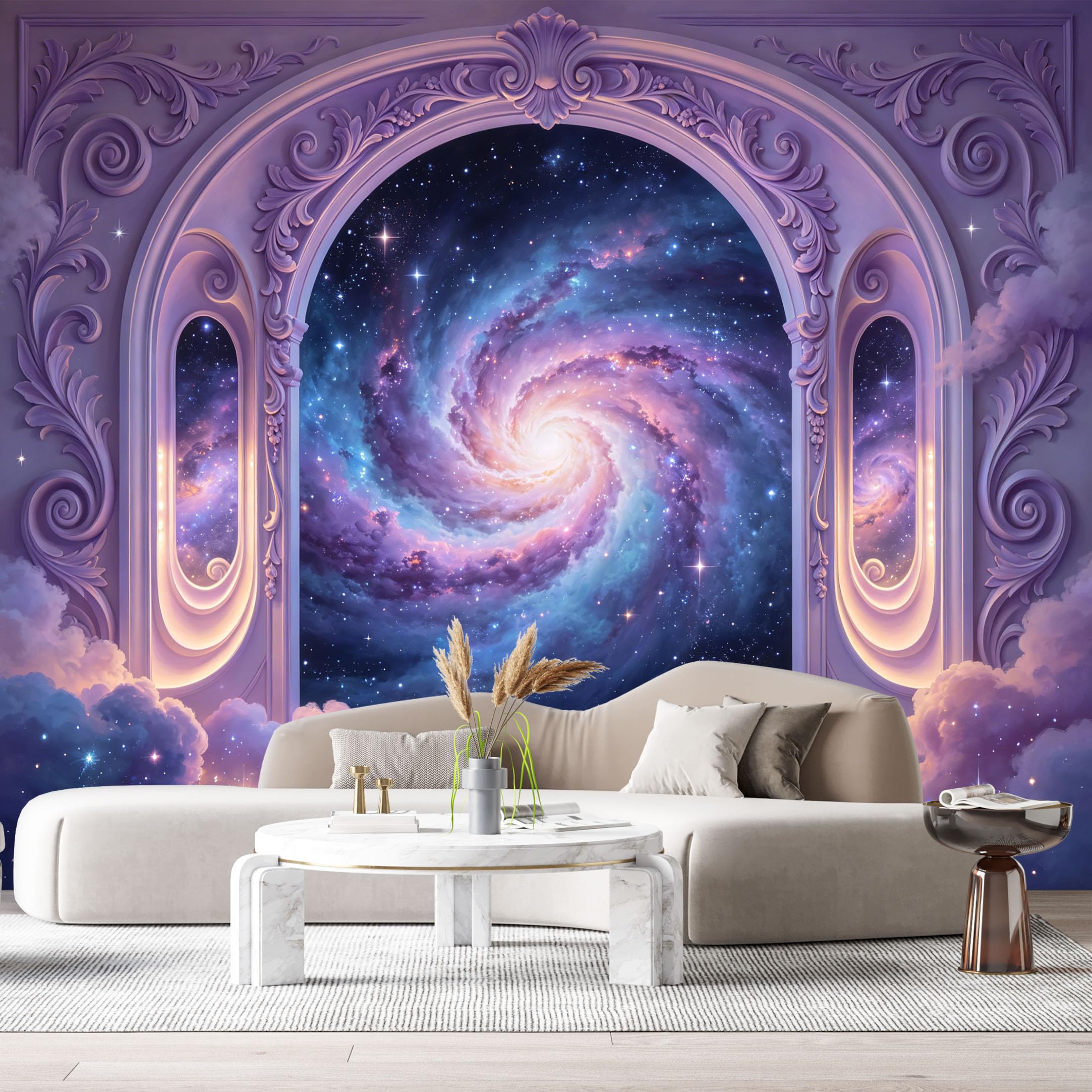 Custom Size Wall Murals Galaxy Nebula Spiral Starry Sky 3D Trompe L'Oeil SelfAdhesiveWall Fabric Removable Wallpaper Wall Decor for Living Room Bedroom Bathroom
