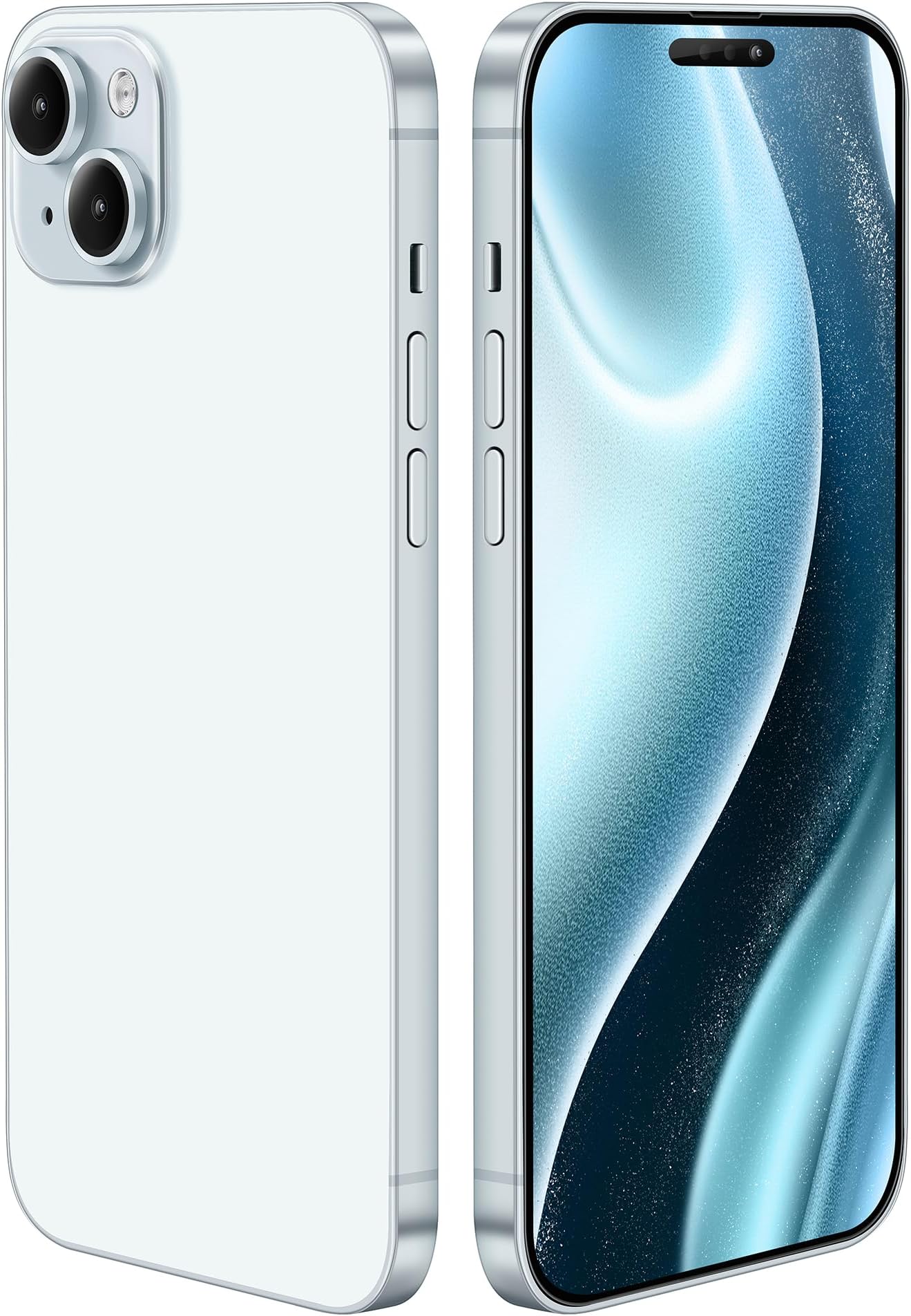 Mearar Dummy Fake Prop Phone Compatible with iPhone 15/15 Plus Non-Working Store Display Phones Kids Pretend Play Phone That Looks Real (for 15 Plus Blue Colorscreen)