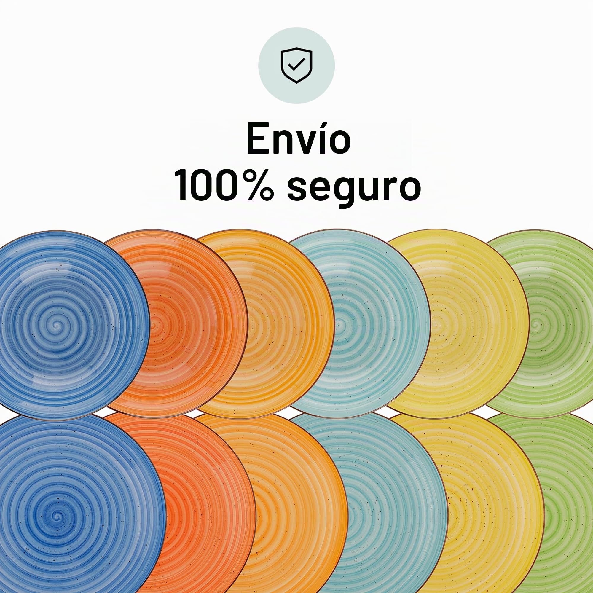 Baroni Home Juego de 18 Platos de porcelana y gres, Vajilla para 6 personas, Set Completo, Conjunto de Platos planos, hondos y platillos para postre, Fantasía Colores