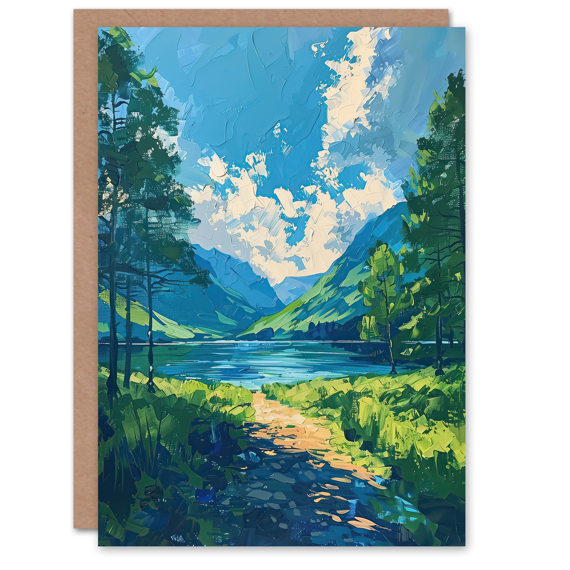 Artery8 Greeting Card Lake District Windermere Acrylic Landscape Summer Blank For Him Or Her Art Birthday Card