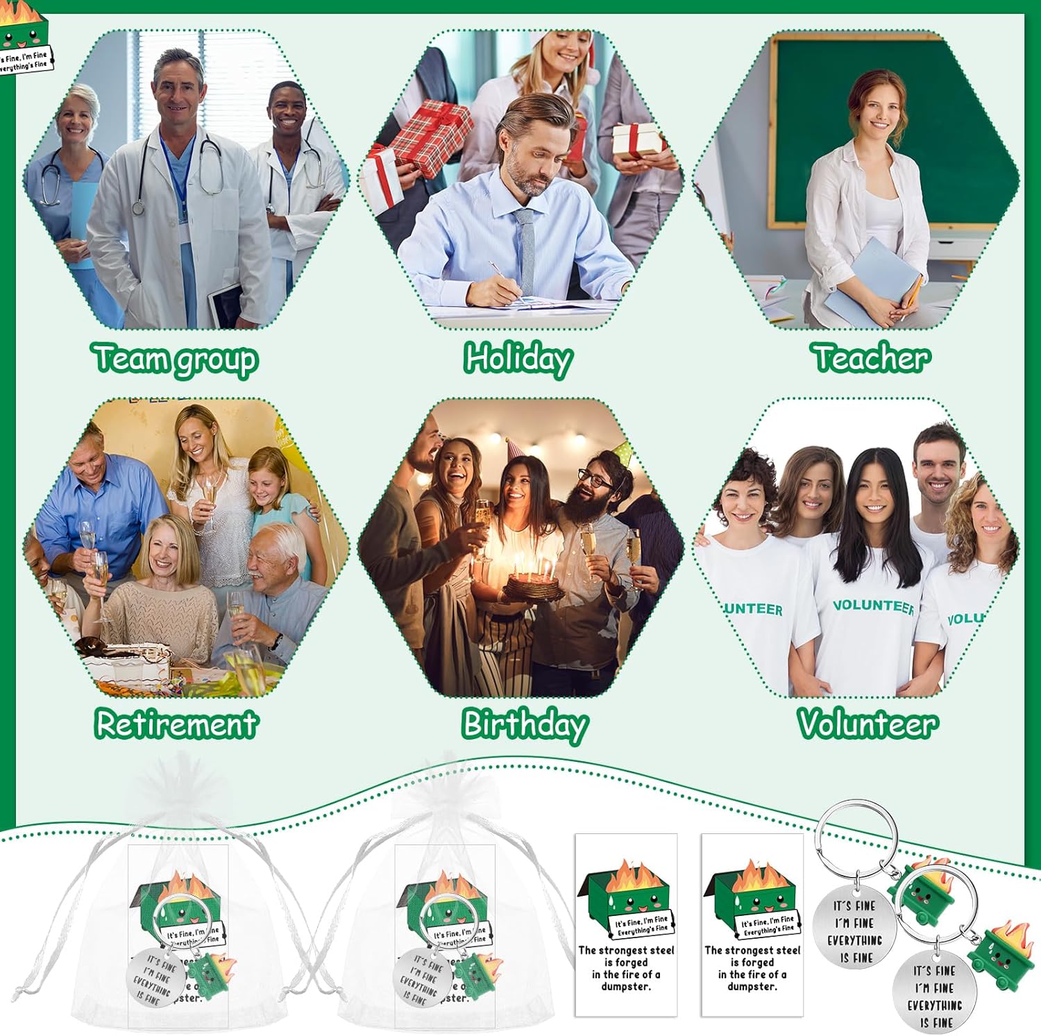 Positive Dumpster Keychain Valentines Emotional Support Employee Appreciation Gift for Coworker Volunteer Team Staff - Image 6