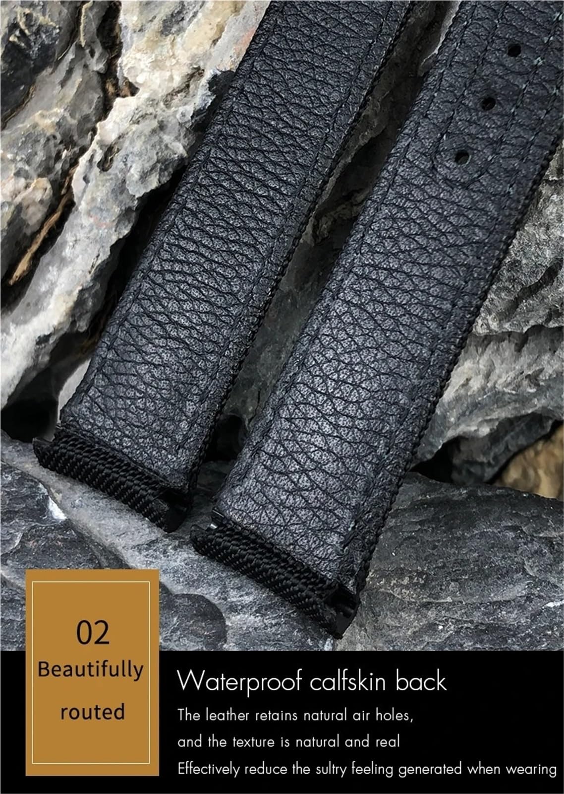 Boucle Pliante en Cuir et Nylon, 20mm, pour Bracelet de Montre à extrémité incurvée Omega Aqua 150 GMT