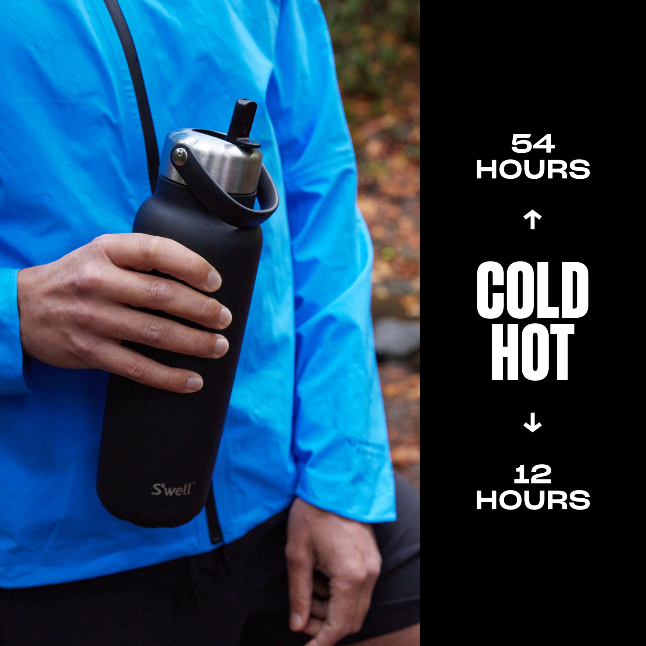 S'well Recycled Stainless Steel Explorer with Flip Straw Lid and Handle, 40oz, Onyx, Triple Layered Vacuum Insulated Containers Keeps Drinks Cold for 54 Hours and Hot for 12