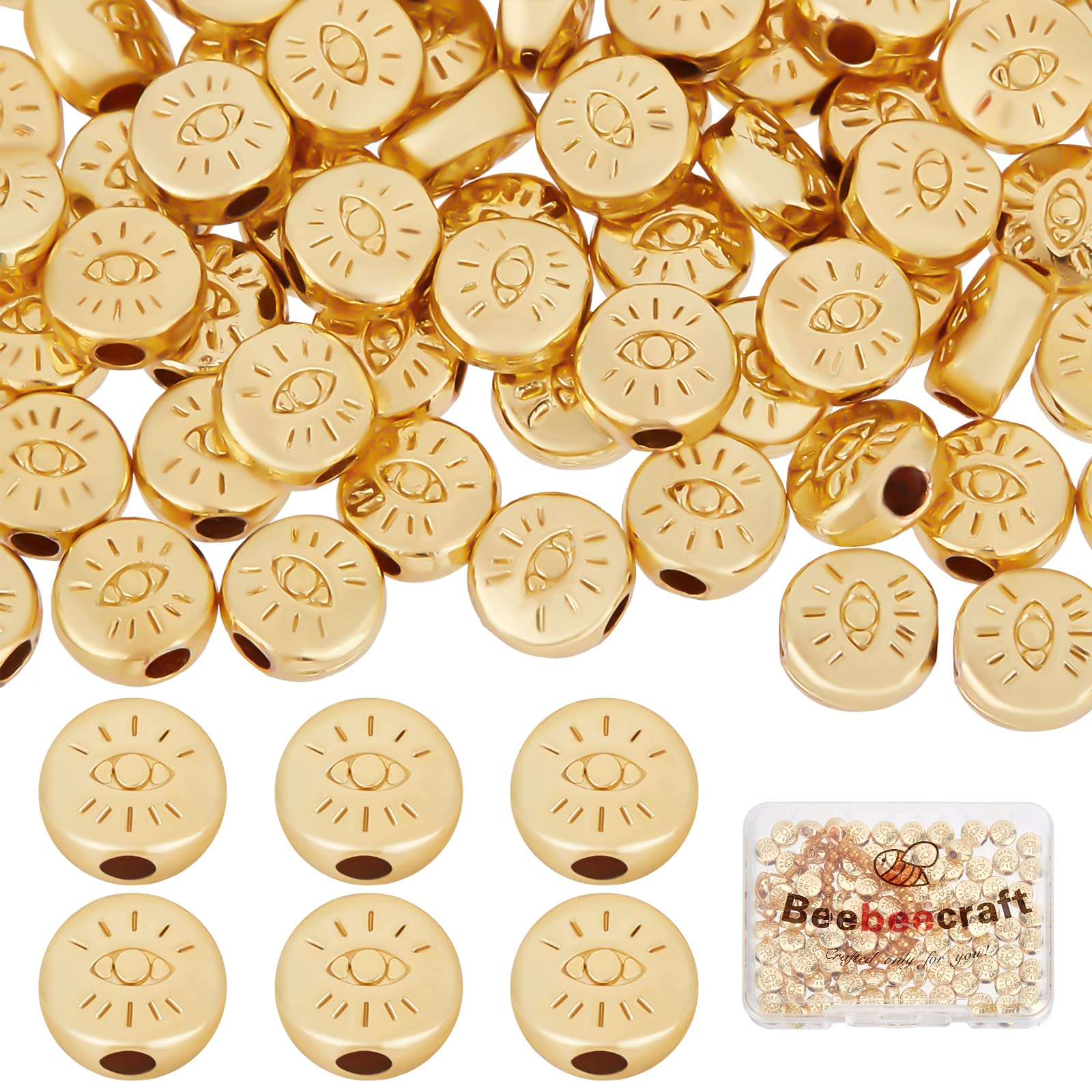 Beebeecraft 10Pcs Skull Beads – 18K Gold Plated Skeleton Spacer Beads For DIY Jewelry - View #5