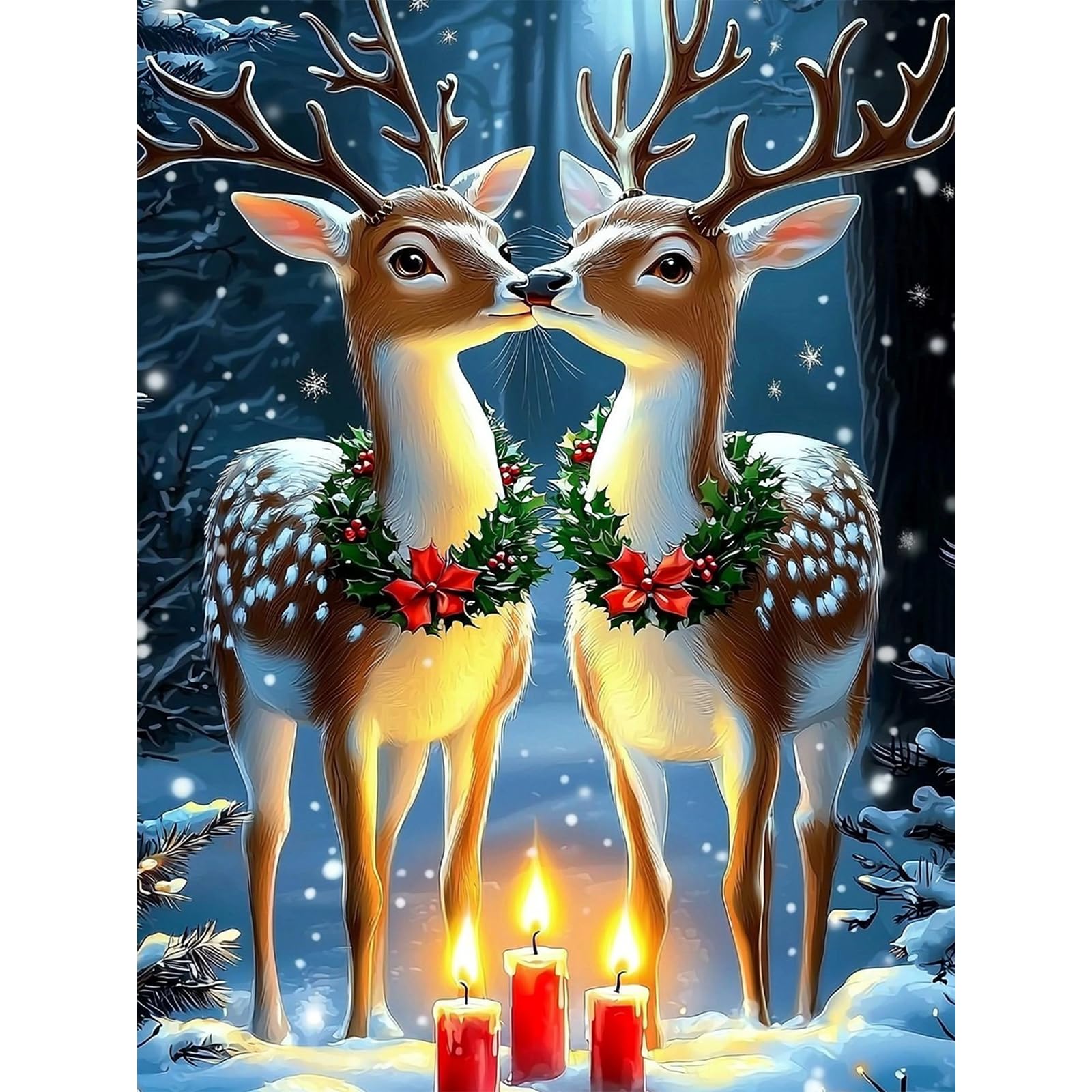 Lxmsja 5D Christmas Diamond Painting Kits for Adults Beginners, Diamond Art Deer Kits, Full Drill Diamond Crystal Gem Art Kits Christmas Gifts for Home Wall Decor 30x40cm