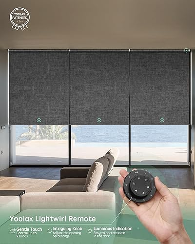 Miniatura 31 de Yoolax Persianas motorizadas con control remoto, persianas inteligentes opacas de tela motorizada funcionan con Alexa, persianas automáticas