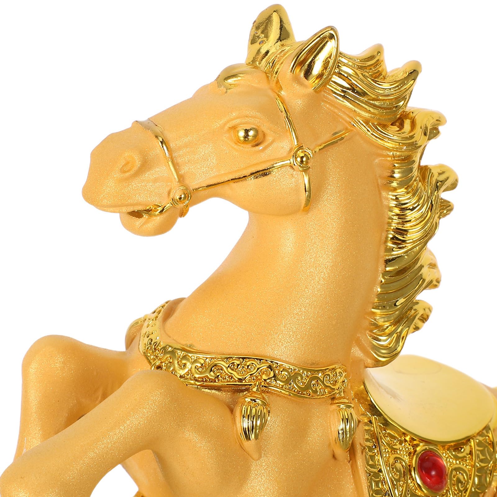 Statua in Resina di Cavallo Oro, Decorazione per Salotto e Scrivania