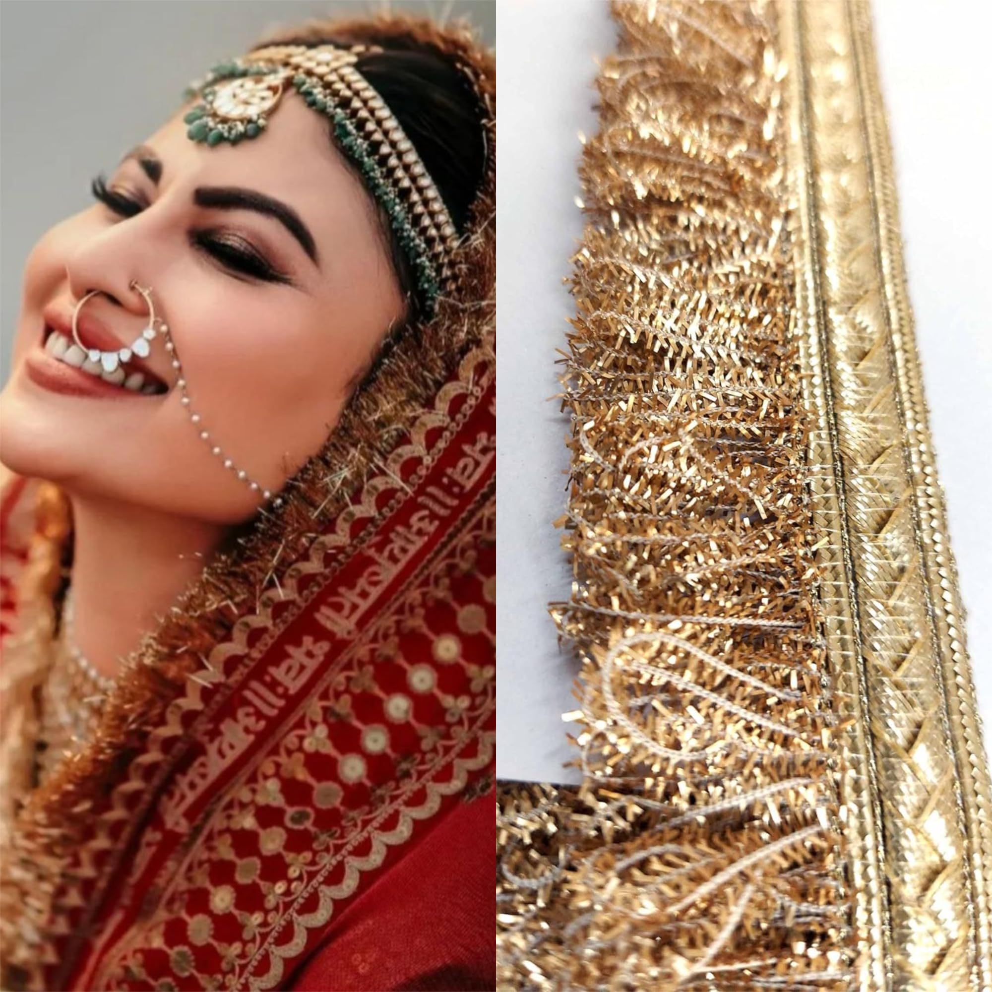 Dentelle Jhallar ruban de 9m pour sublimer votre lehenga lors d'un mariage élégant