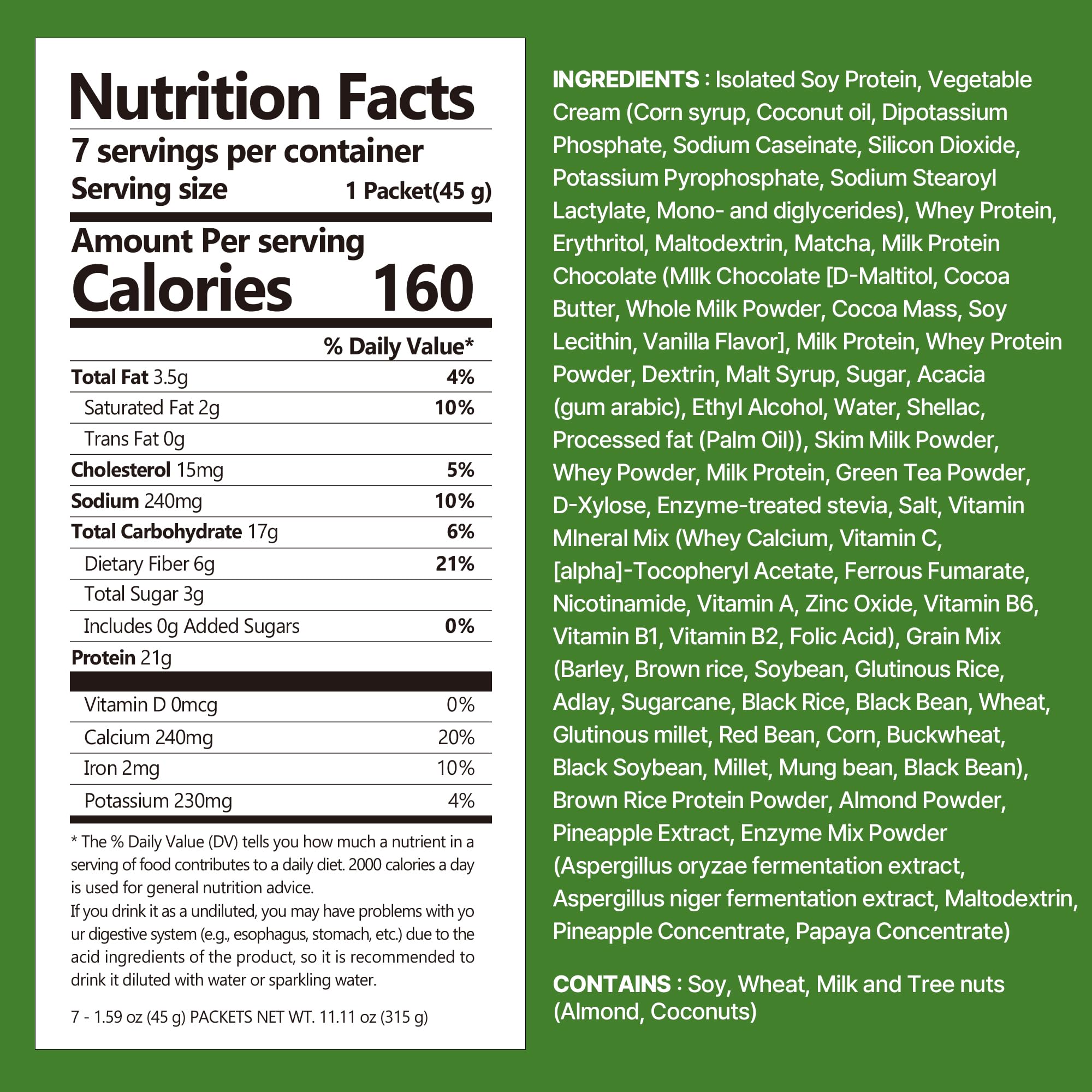 Flimeal GreenTea Matcha Protein Shake With Crunchy Protein Balls Protein Smoothie Powder - 21g Protein Low Sugar Keto-Friendly — view 2