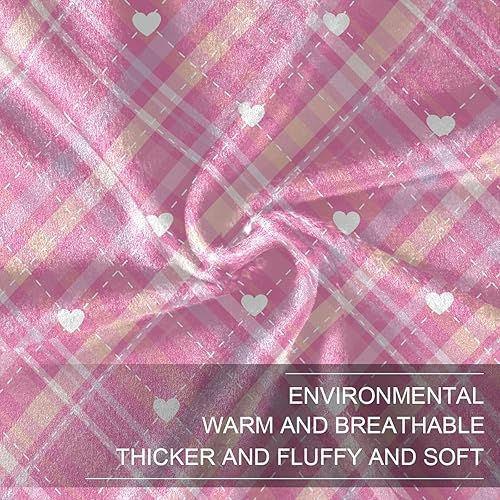 Miniatura 7 de KLL Buffalo Plaid Check Tartan Scotland Pink Love Bed Blanket Spring Plush Blanket Microfiber Flannel Throws 60"x90" for Car, Home Decor, Picnic