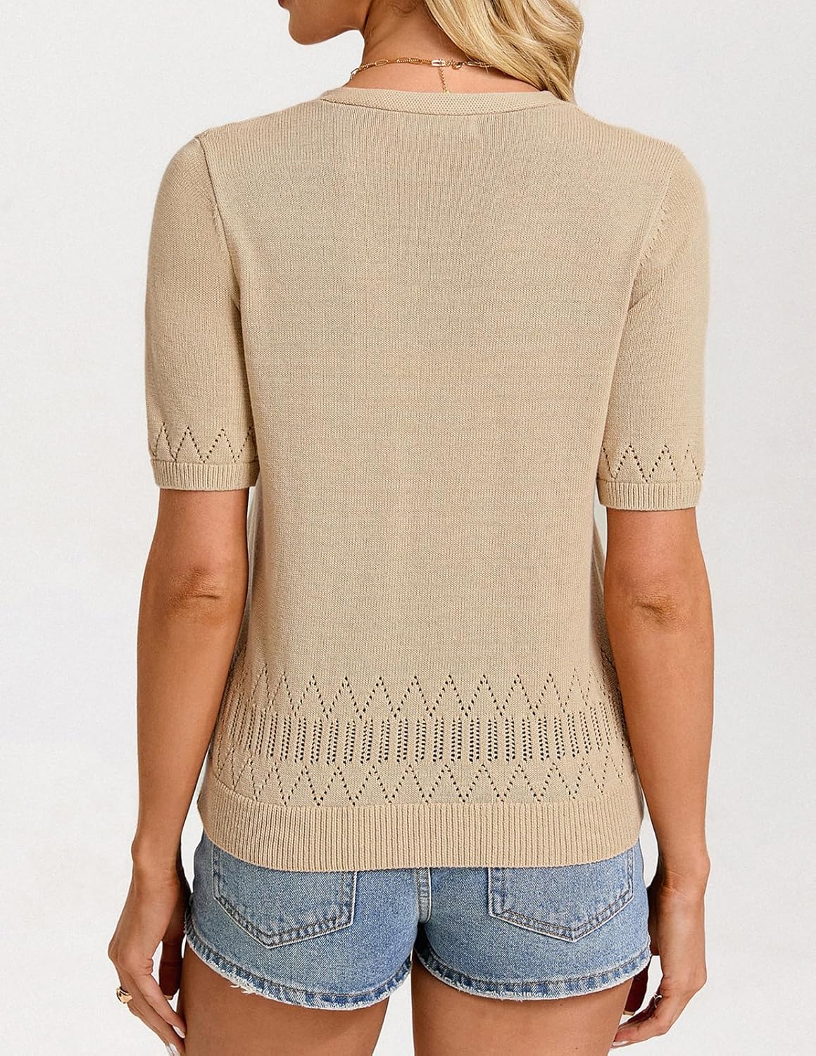 GRACE KARIN Women's Short Sleeve Spring Sweater, Lightweight Cotton Cardigan, Button Up V Neck Dressy Casual Cute Tops - Image 4