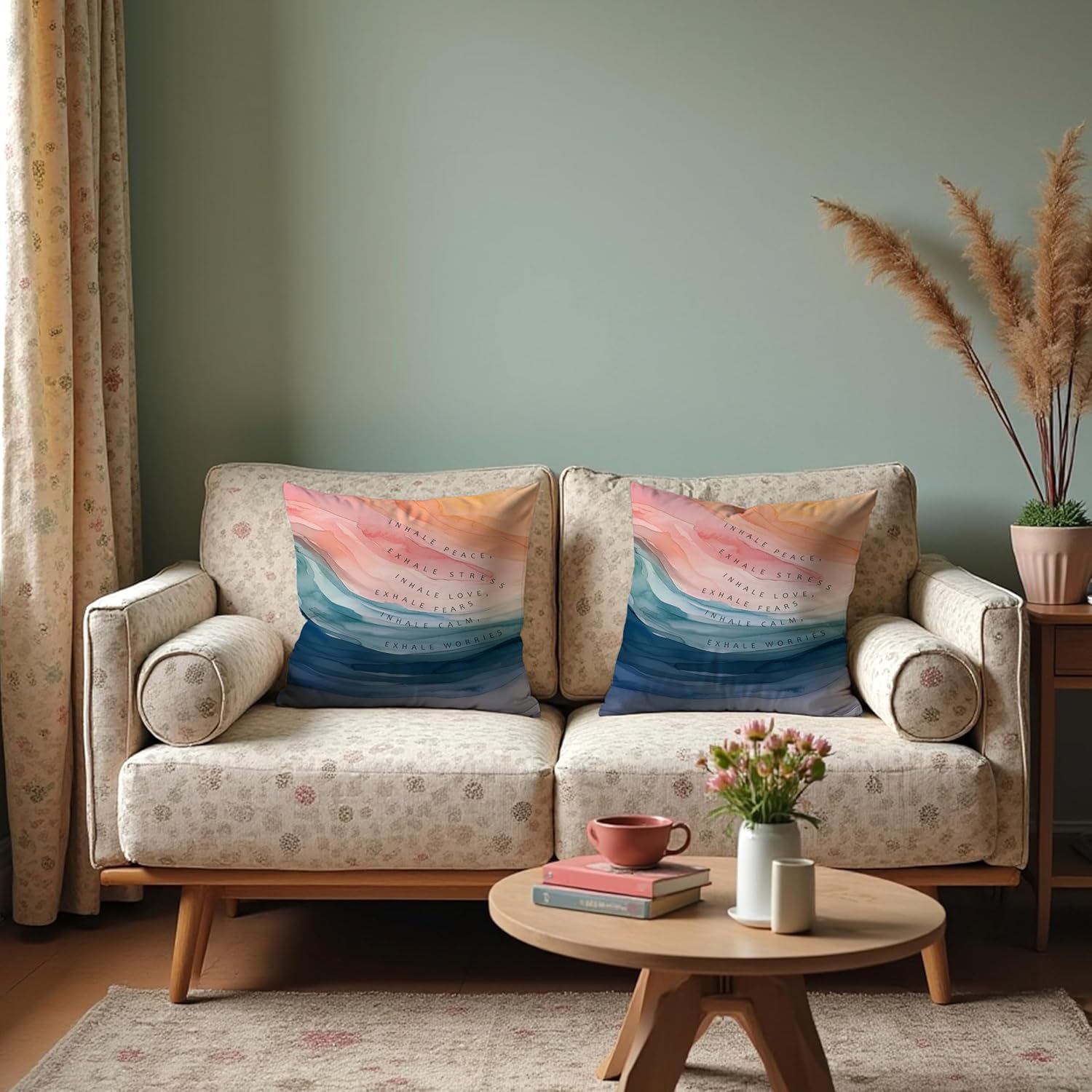 Abstract Mental Health Pillow Covers 18x18, Mental Health Gifts, Anxiety Relief Gifts, Inhale Exhale Psychology Decorative Pillow Covers for Home Therapy Counselor Office - Image 3