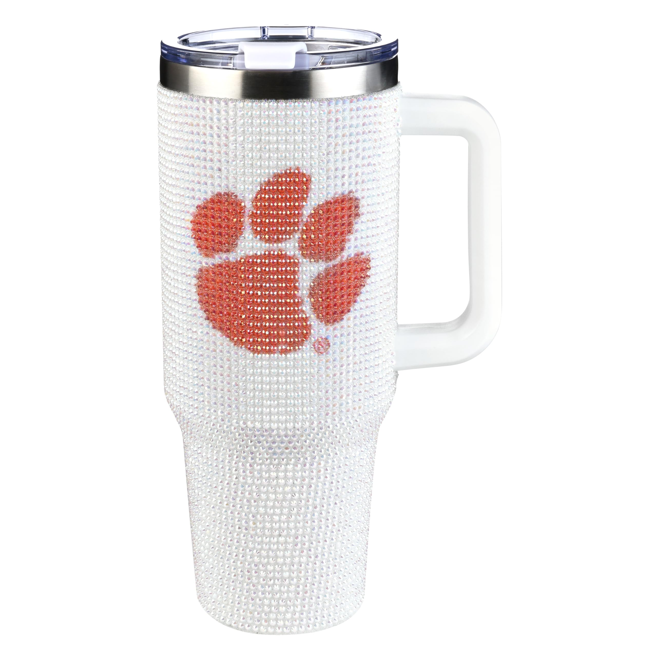 The Memory Company Officially Licensed 40oz White Bling Game Day Tumbler, Clemson University