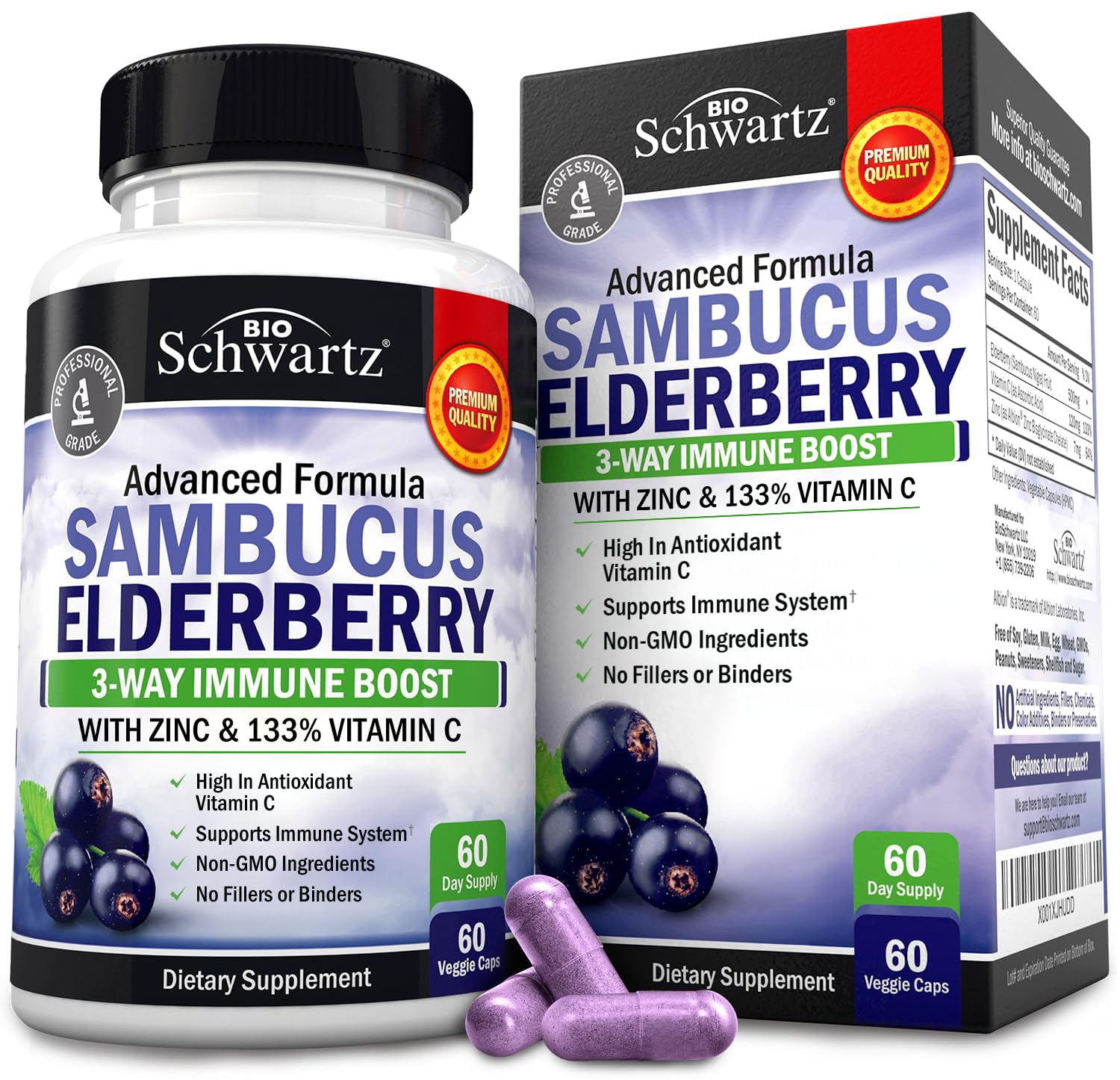 Elderberry Capsules with Zinc and Vitamin C