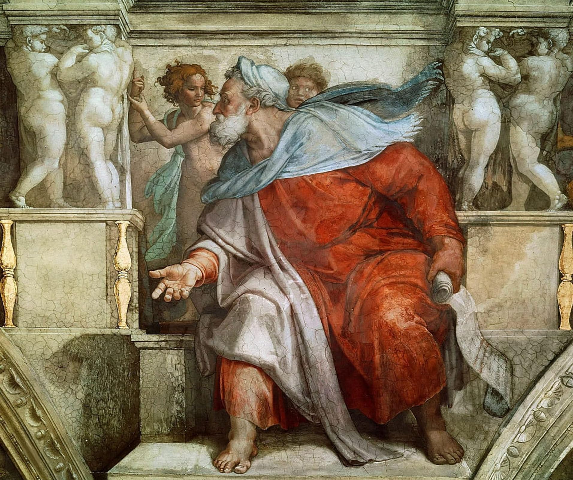 Serendipitp No Frame Vintage Wall Art Canvas Nordic Poster Canvas Print Picture Prophets And Sibyls Ezekiel Sistine Chapel Ceiling In The Vatican By Buonarroti Wall Art Poster For Home Decor 60X90cm