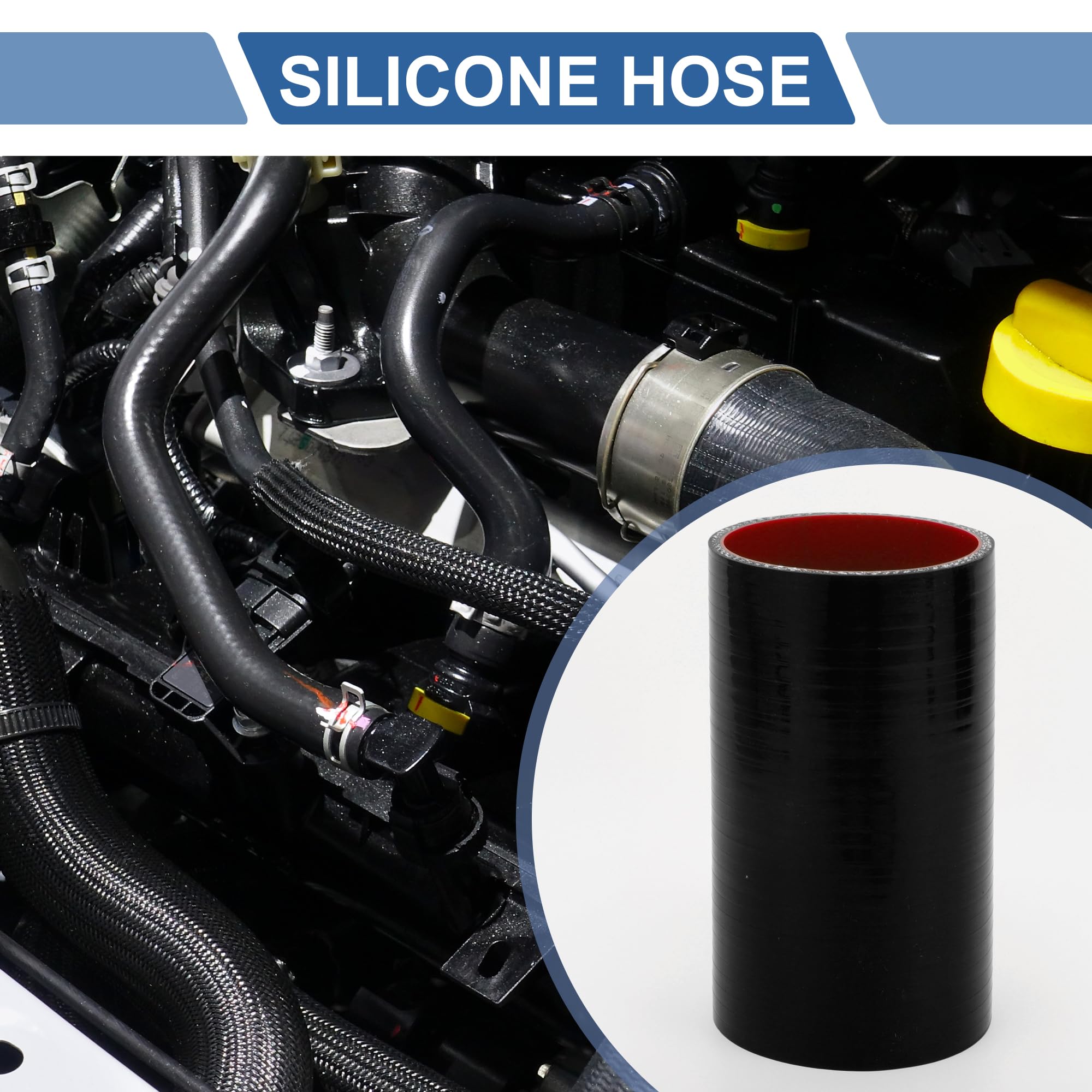Straight Coupler Silicone Hose With Clamps 1.38" ID 7.87" Length 0