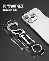 Vista 6 de KeyUnity KC00 Llavero de mosquetón de paracord, cordón de paracaídas 550 Multiherramienta para exteriores, mochilas, hombres y mujeres Negro Blanco