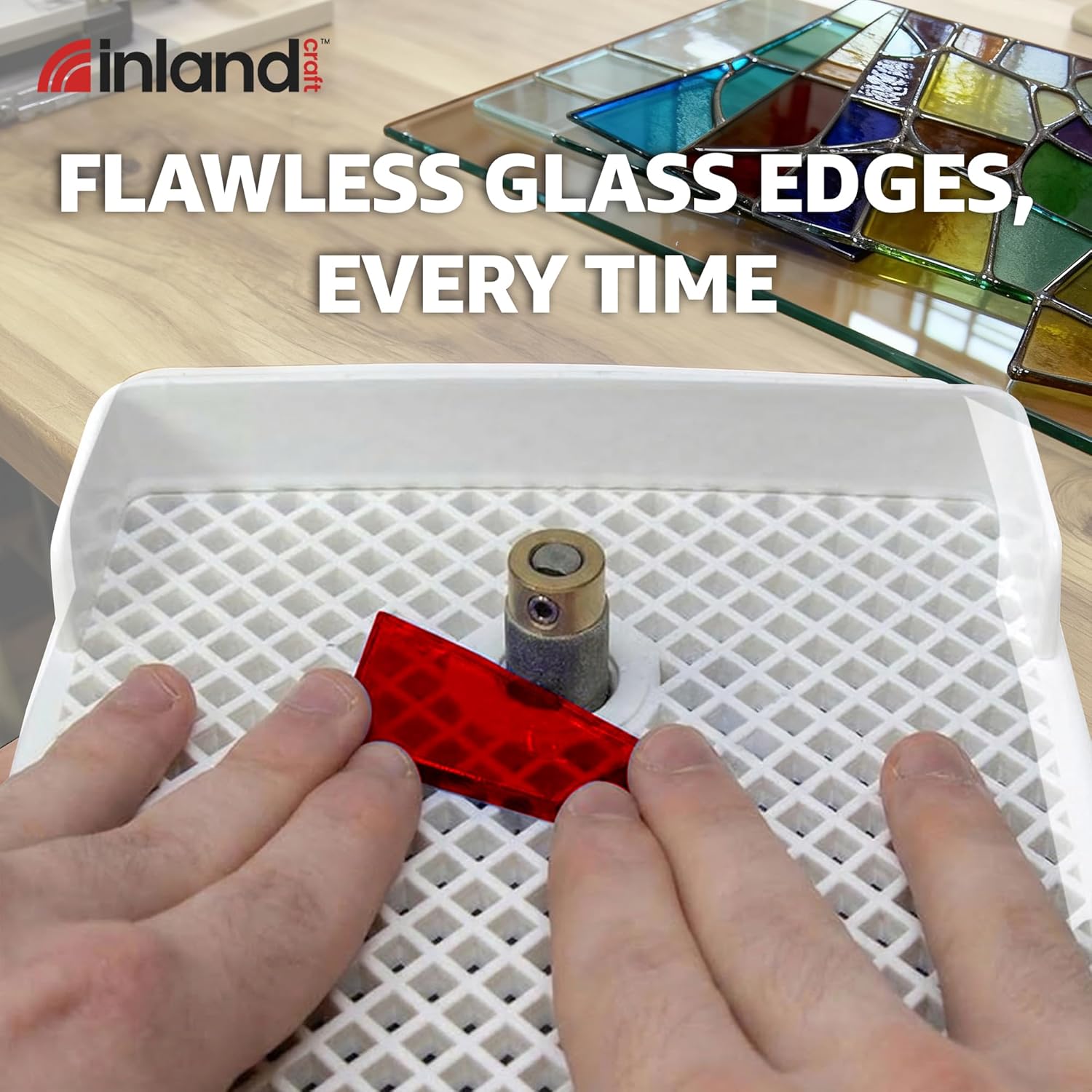 Inland Craft Wiz Mini Glass Grinder for Stained Glass Supplies, Precision Grinder for Mosaics, Shaping, Glass Cutters, Diamond Grinding Bits, Hobby Tools, Kits & Creative Craft Projects, 115V Only