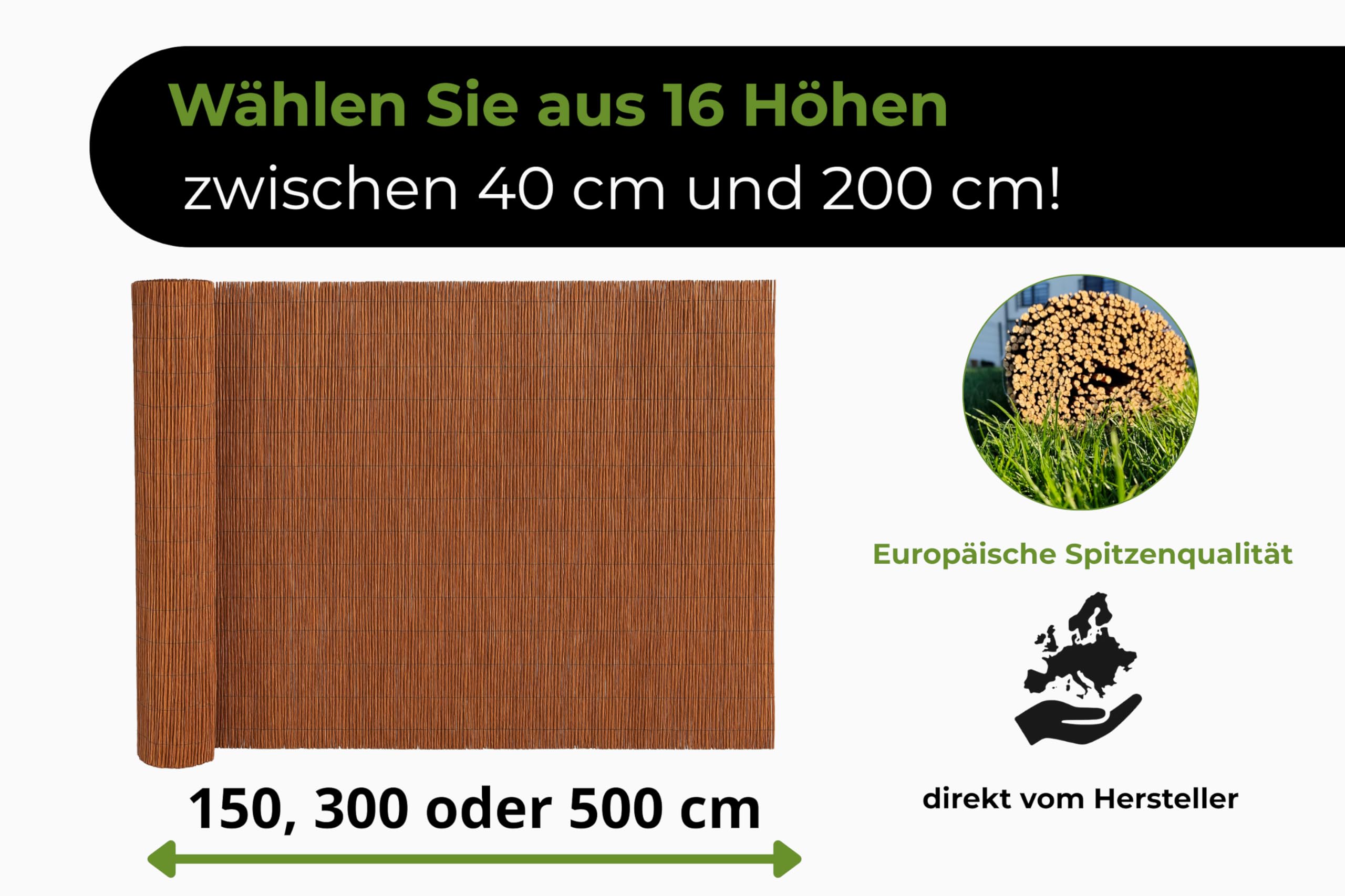 Weidenmatte 40 x 300 cm Sichtschutz Pflanzenschutz Rasenkante Beetumrandung Weidenzaun Beeteinfassung Sichtschutz Garten Windschutz & Sonnenschutz Schattenspender