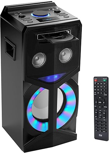 Pyle Karaoke Vibe PA - Sistema de altavoces de audio Bluetooth y video/DVD - Reproductor multimedia de CD/DVD de 800 W para TV, proyectores, con FM,