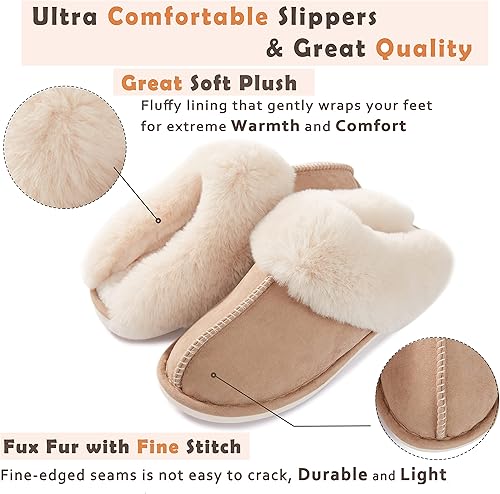 Miniatura 3 de Donpapa Womens Slipper with Memory Foam Fluffy Soft Warm Slip On House Slippers Anti-Skid Cozy Plush for Indoor Outdoor
