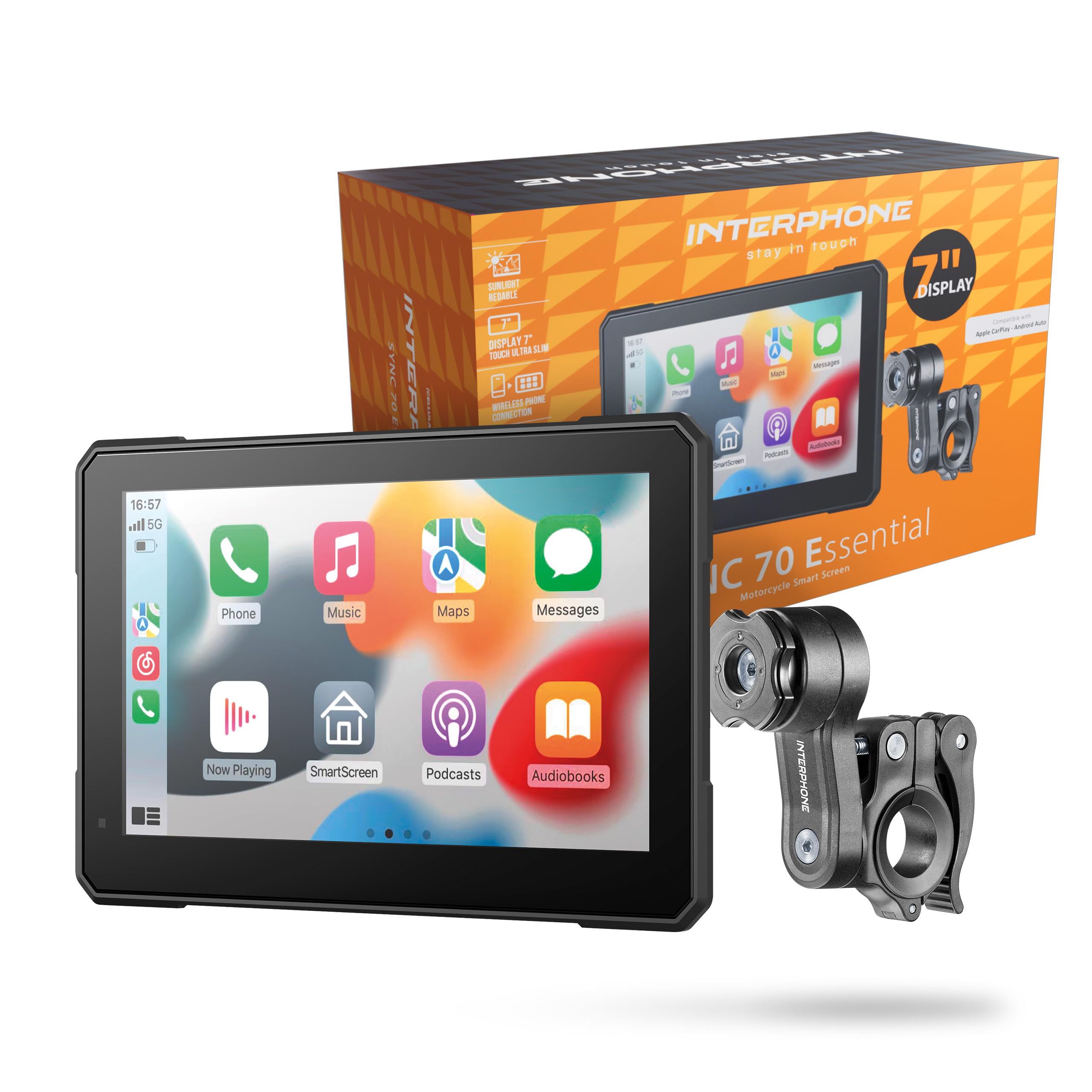 INTERPHONE SYNC70 Essential 7" - Écran CarPlay Apple et Android Auto - Connexion Wi-Fi et Bluetooth pour Liére votre Sma