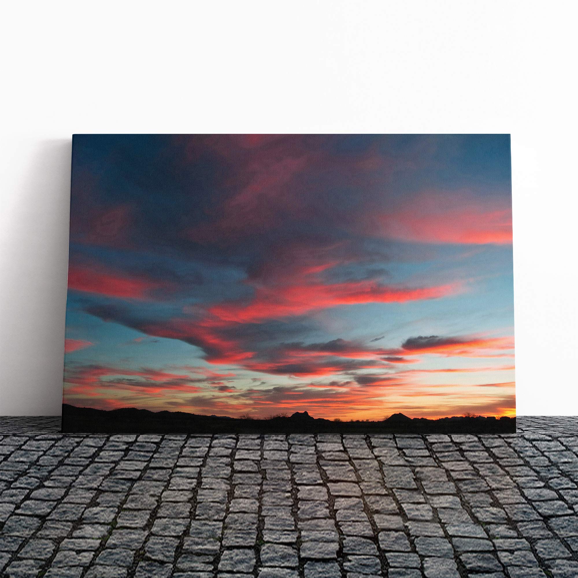 Landscape Arizona Pink Sunset (2) Canvas Print | Gallery Wrapped 30mm Frame Wall Art | 24x16 inches | Ready to Hang | Modern Landscape Picture | Living Room Bedroom Lounge Office