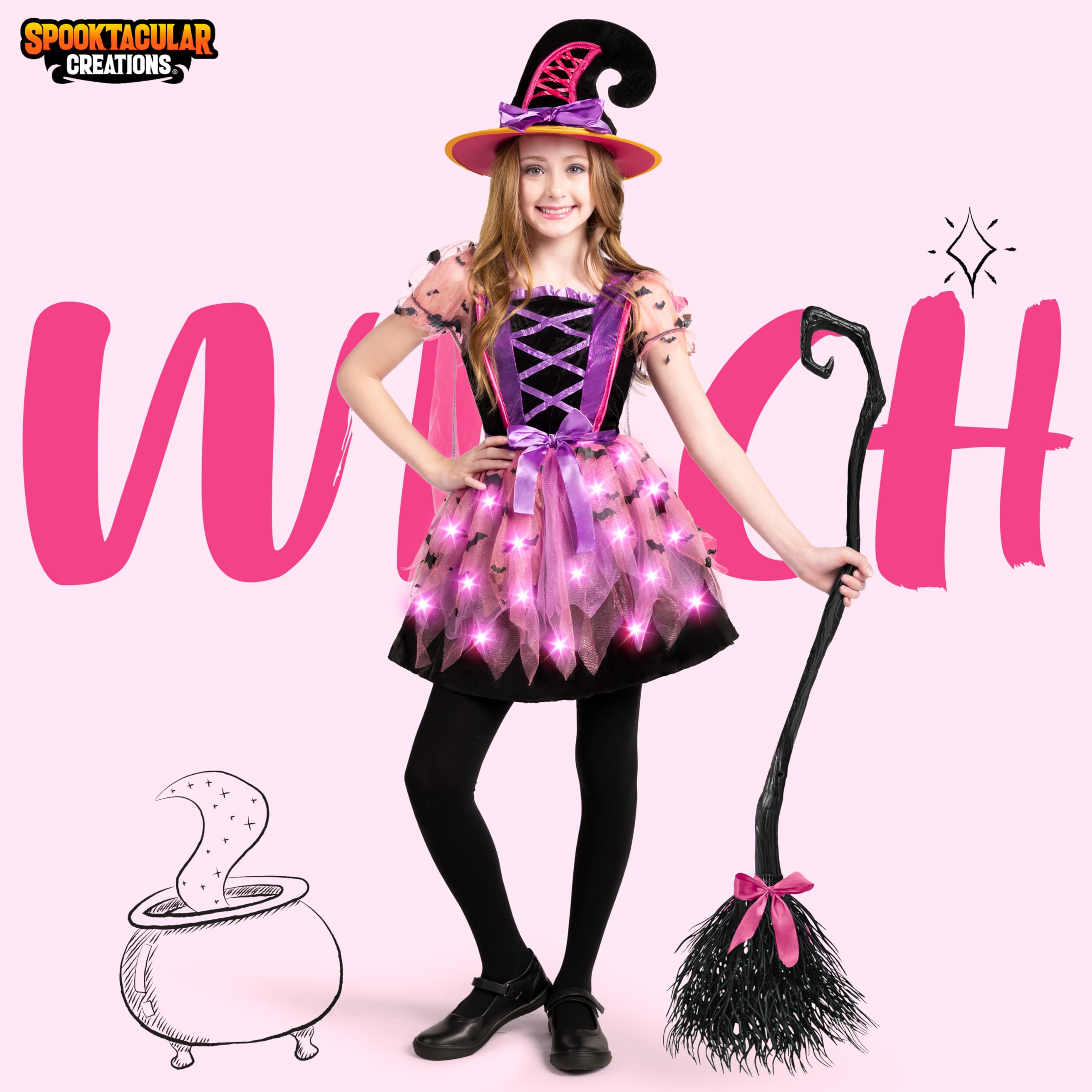 Spooktacular Creations Kostium czarownicy Rozświetl dziewczyny Zestaw kostiumów na Halloween