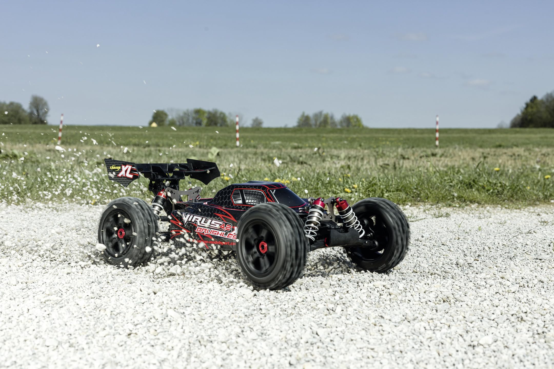 Carson 500409080 1:8 Virus 4.2 XL 100% RTR Negro/Rojo - Coche RC, Coche teledirigido, Velocidad hasta 80 km/h, Modelo 100% RTR, Mando a Distancia Incluido