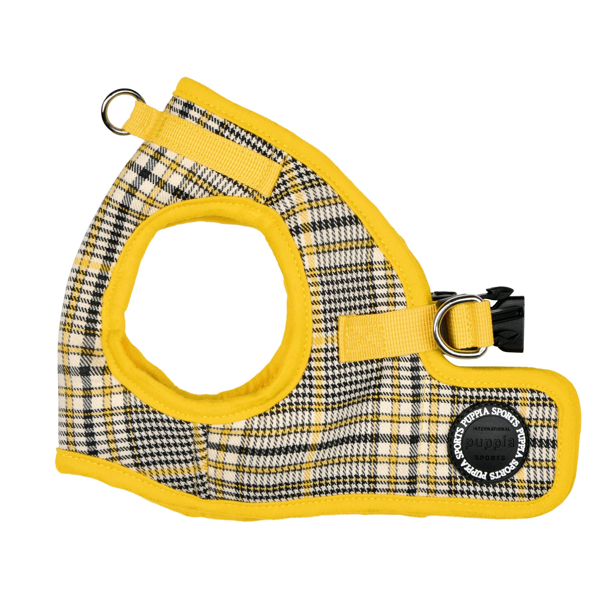 Puppia Lucas Dog Vest Harness B (Step-in) Fashionable Checkered Pattern Spring Summer Harness for Small and Medium Dogs, Yellow, Medium