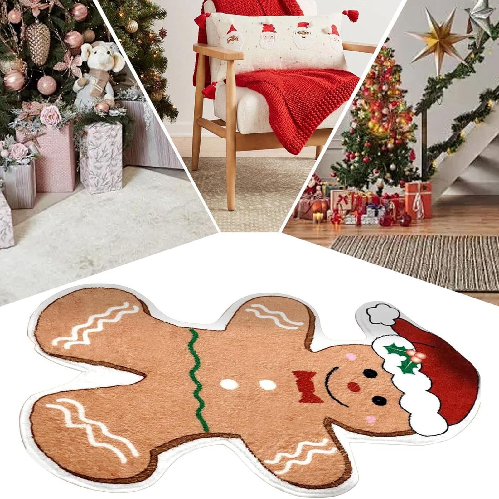 Tapis de sol de cuisine de Noël antidérapant lavable bonhomme en pain d'épice