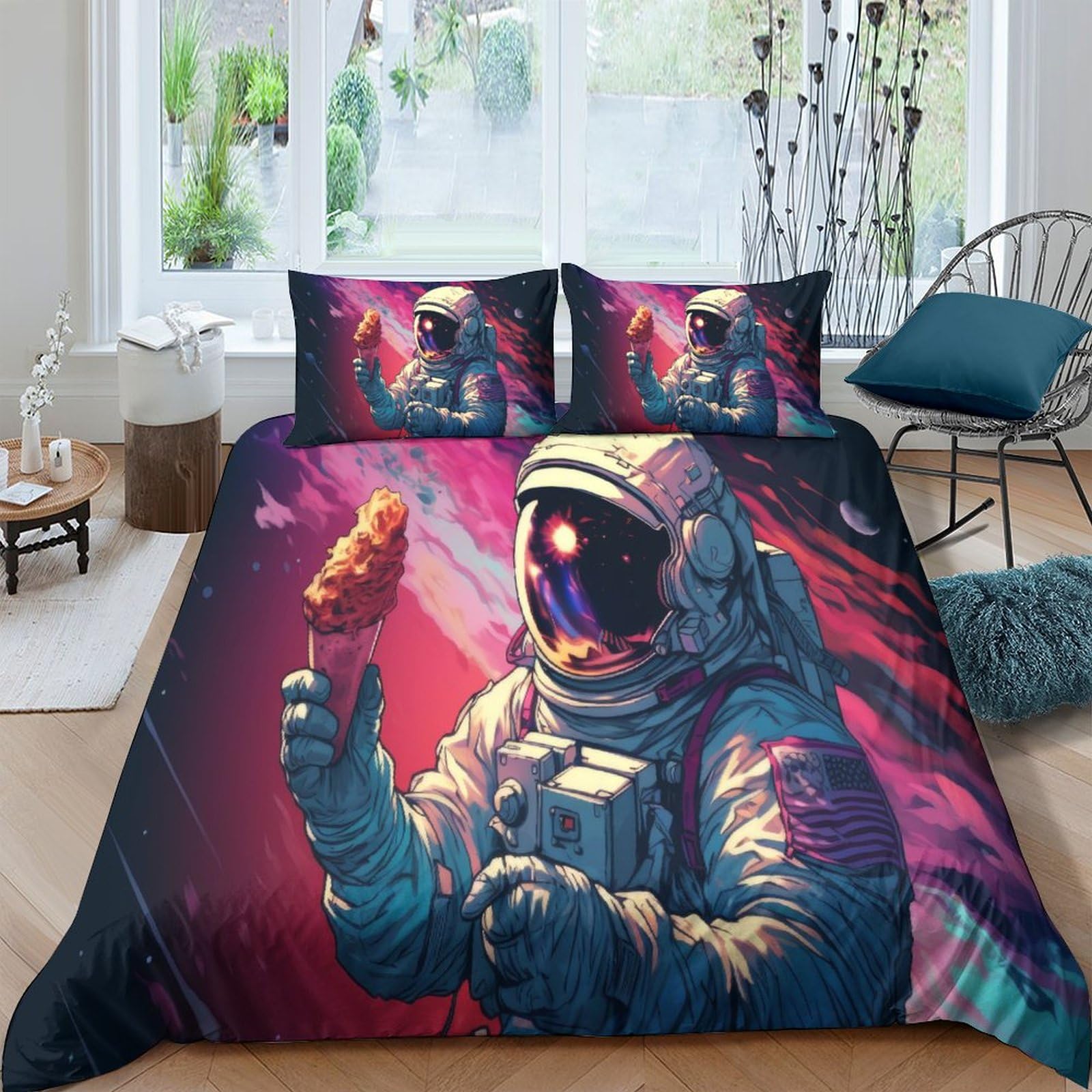 Housse de couette astronaute parure de lit 3D microfibre de qualité supérieure