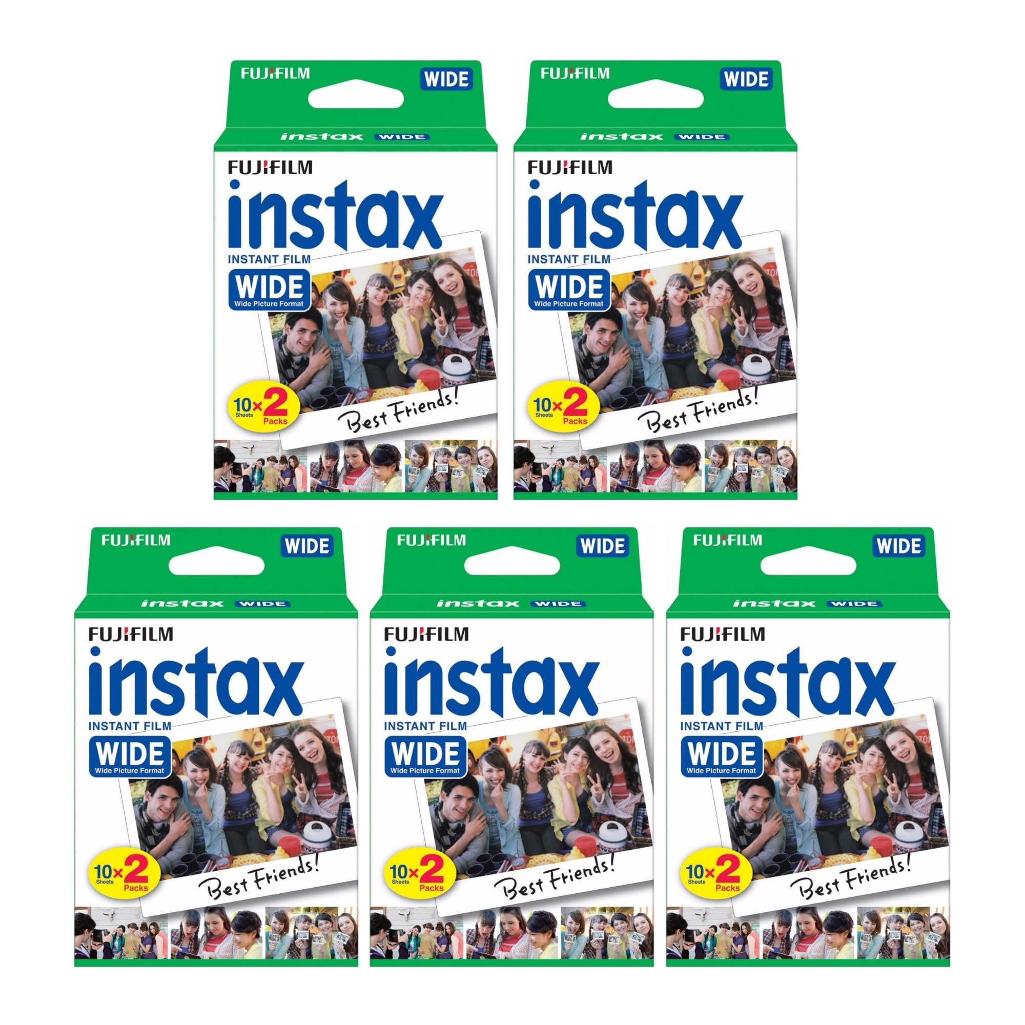 Fujifilm Wide Instant Film, 20 Exposures (White) -5 Boxes