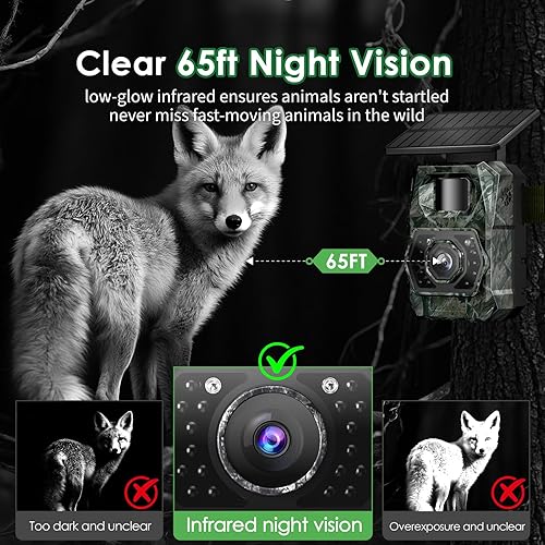 Miniatura 6 de Cámara solar WiFi Bluetooth - Cámaras de juego con visión nocturna activada por movimiento, impermeable, recargable con batería de 5200 mAh, cámara