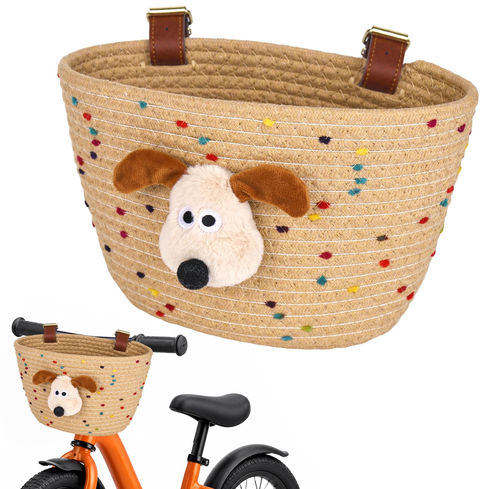 Kinder Lenkertasche, Fahrradkorb Vorne, Handgefertigter aus Baumwollseil Laufrad Lenkertasche Fahrrad Lenker Tasche für Fahrrad, Laufrad, Dreirad, Scooter Sport & Freizeit