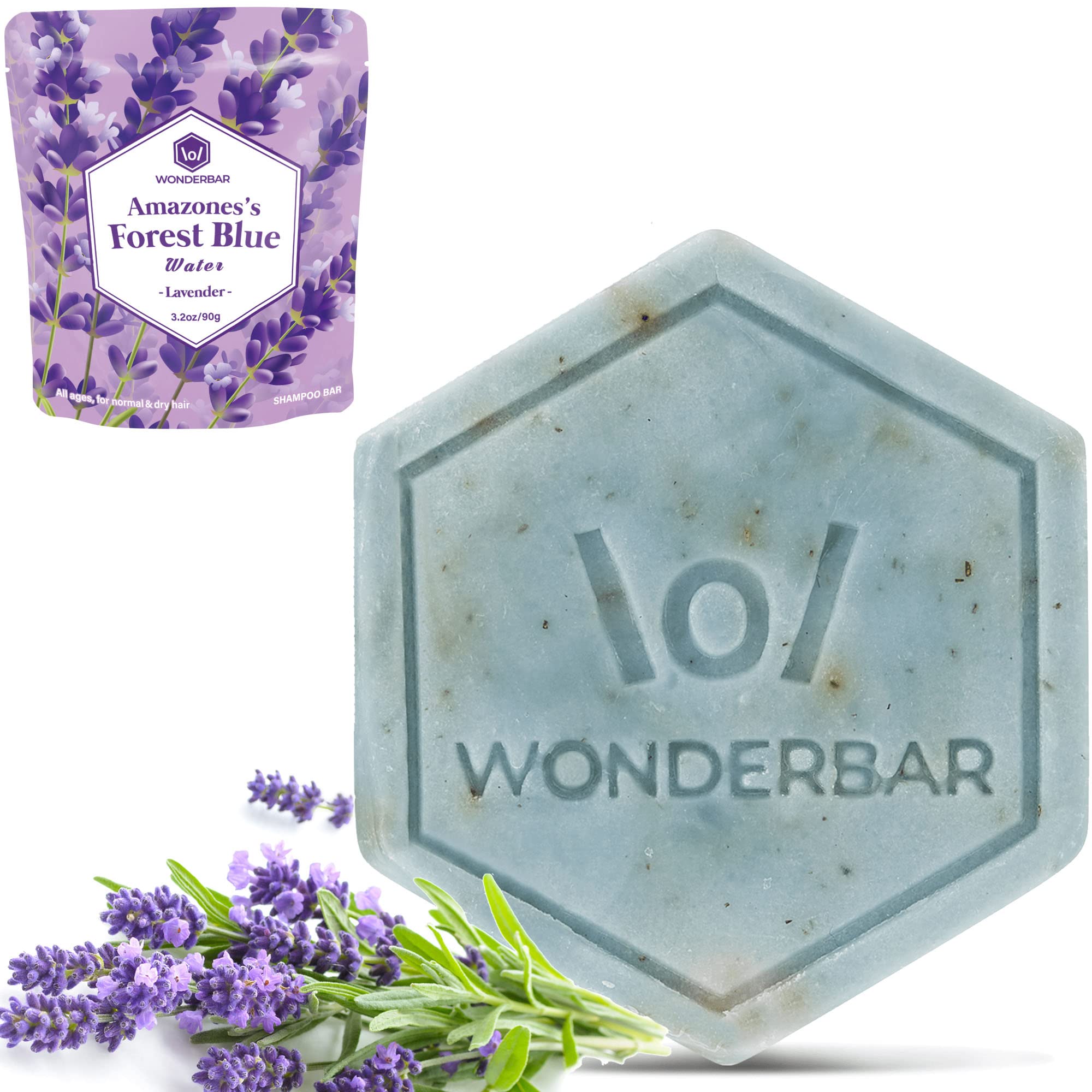 WONDERBAR101 Dry Hair and Itching Scalp Dandruff Shampoo Bar – plant-based, pH balanced, Eco-friendly, Plastic Free Packaging (Lavender)[Amazon-developed Certification] Compact by Design