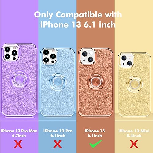 Miniatura 2 de Thomo Compatible con iPhone 13 Bling Stand Case 6.1 pulgadas (marrón claro) Negro,Azul / Patchwork,Verde fosforescente,Oro,Marrón claro,Azul