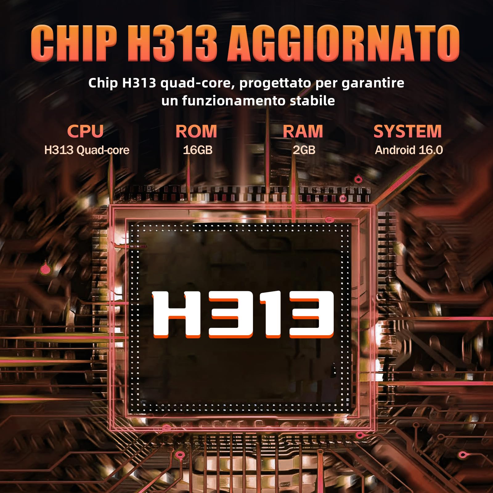 H8 Android TV Stick 16.0, Smart TV Stick HD, Processore Quad-Core H313, 2 GB RAM, 16 GB ROM, Supporta WiFi, Dispositivo TV Android Plug-and-Play per Home Theater e Viaggi