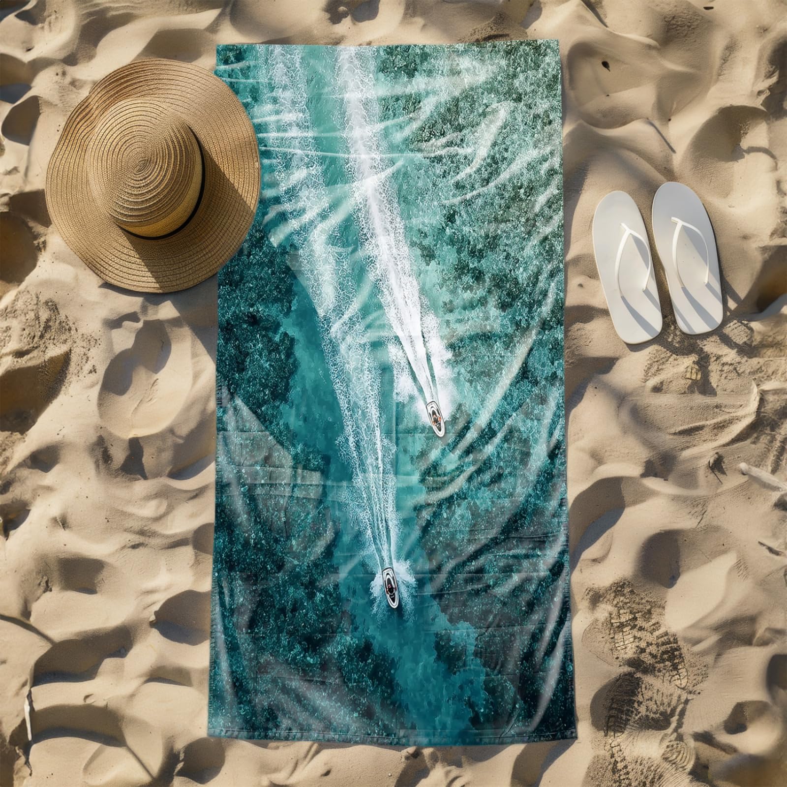 Generico Telo Mare Microfibra 200X100 Grigio Verde Mar Asciugatura Rapida Telo da Spiaggia Sabbia Per Donna Uomo Viaggi Vacanze Nuoto Campeggio