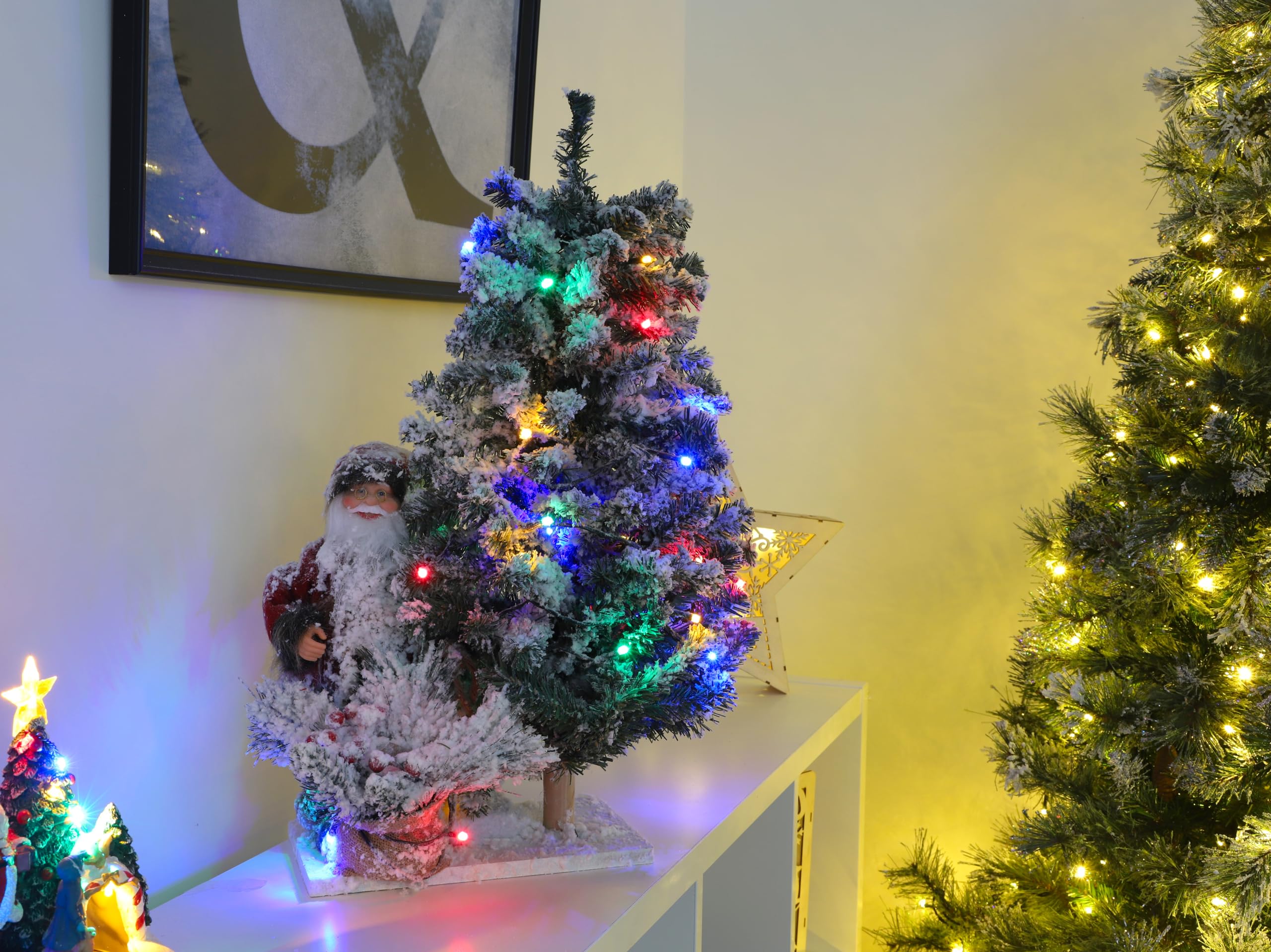 50cm con Pilas del Flocado Santa y decoración del árbol de Navidad con Grande del Multicolor de Luces LED