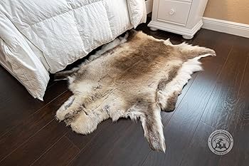 Amazon | Sunshine Cowhides 100% 本物の北欧トナカイハイドラグ