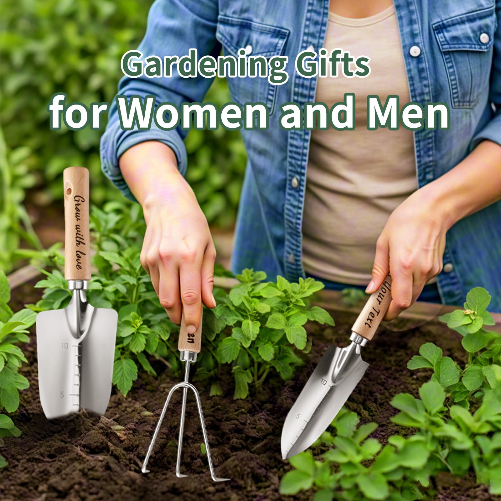 Set di Attrezzi da Giardinaggio Personalizzati, Kit di Forniture da Giardinaggio, Regali da Giardinaggio per Donne, Borsa Organizzatore per Attrezzi da Giardino con Fiore di Nascita e Nome