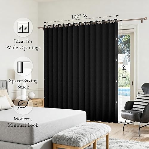 Miniatura 3 de Cortinas verticales de privacidad plisadas con memoria para cubierta abierta de 78 pulgadas de ancho, 1 panel, 100 pulgadas de ancho x 84 pulgadas